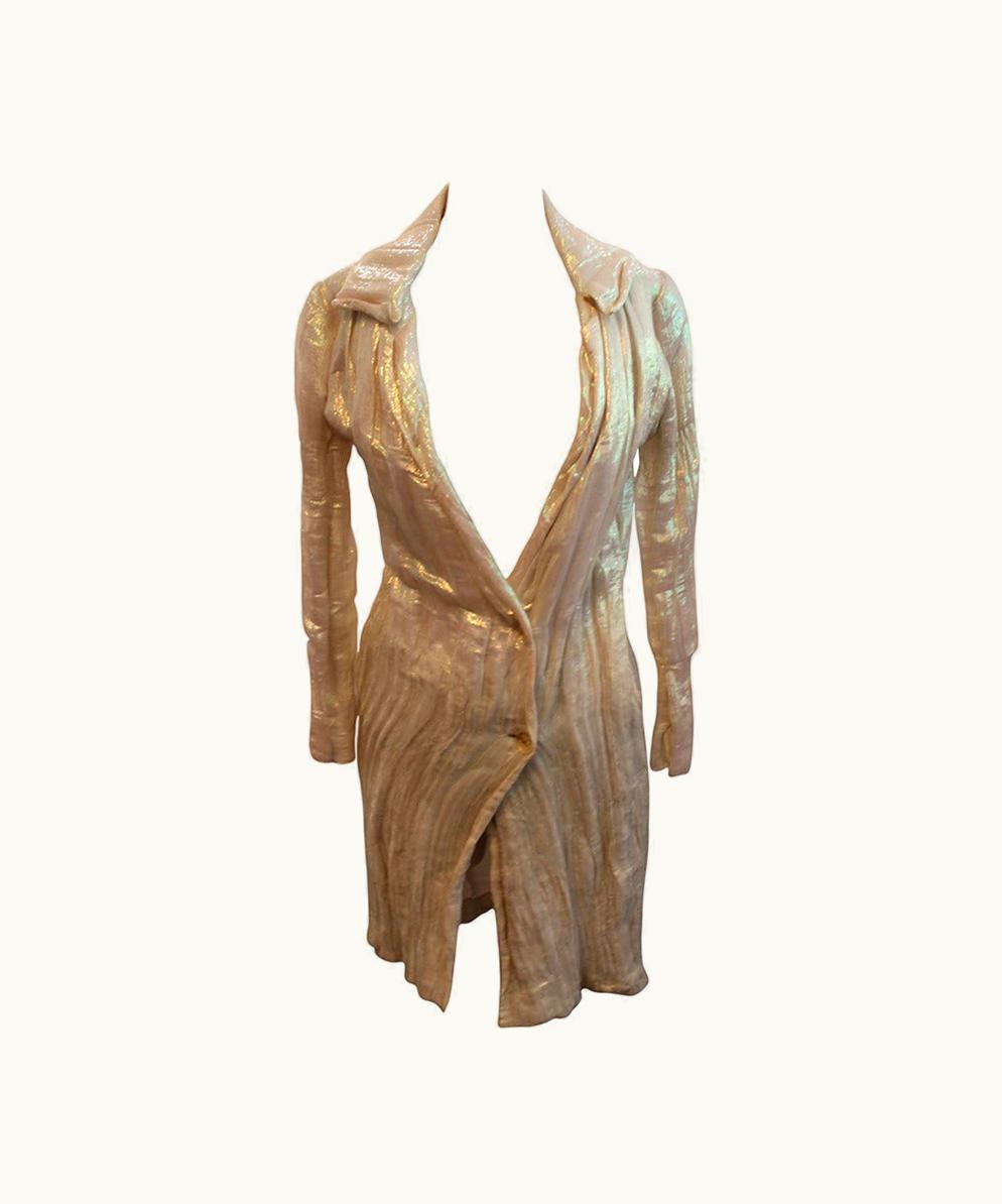 Chanel Chanel 1980' Vintage Iridescent CreÃÄme Silk Lame Coat