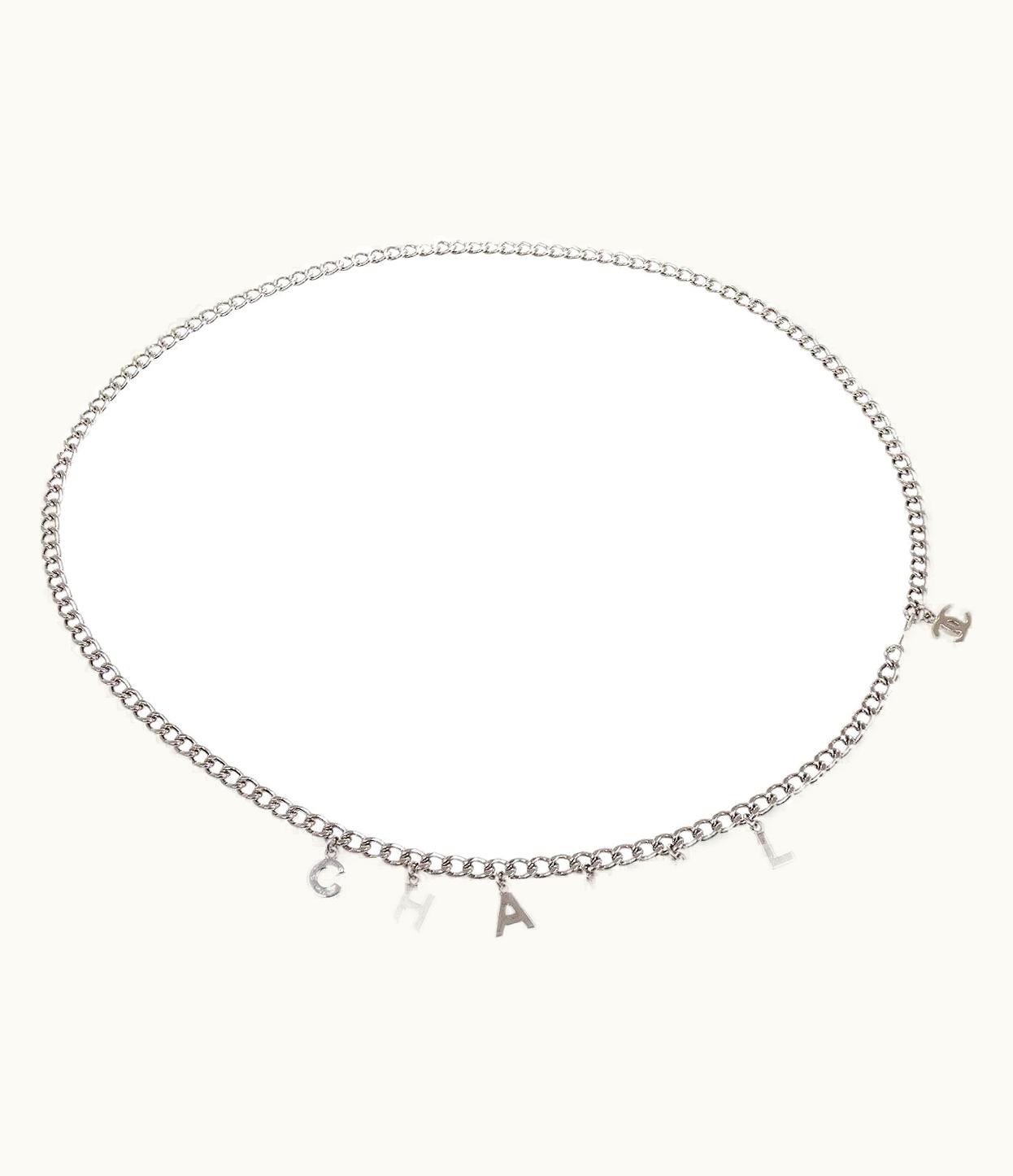 Chanel Chanel Silver Metal 'chanel' Cc Logo Charm Chain Waist Belt