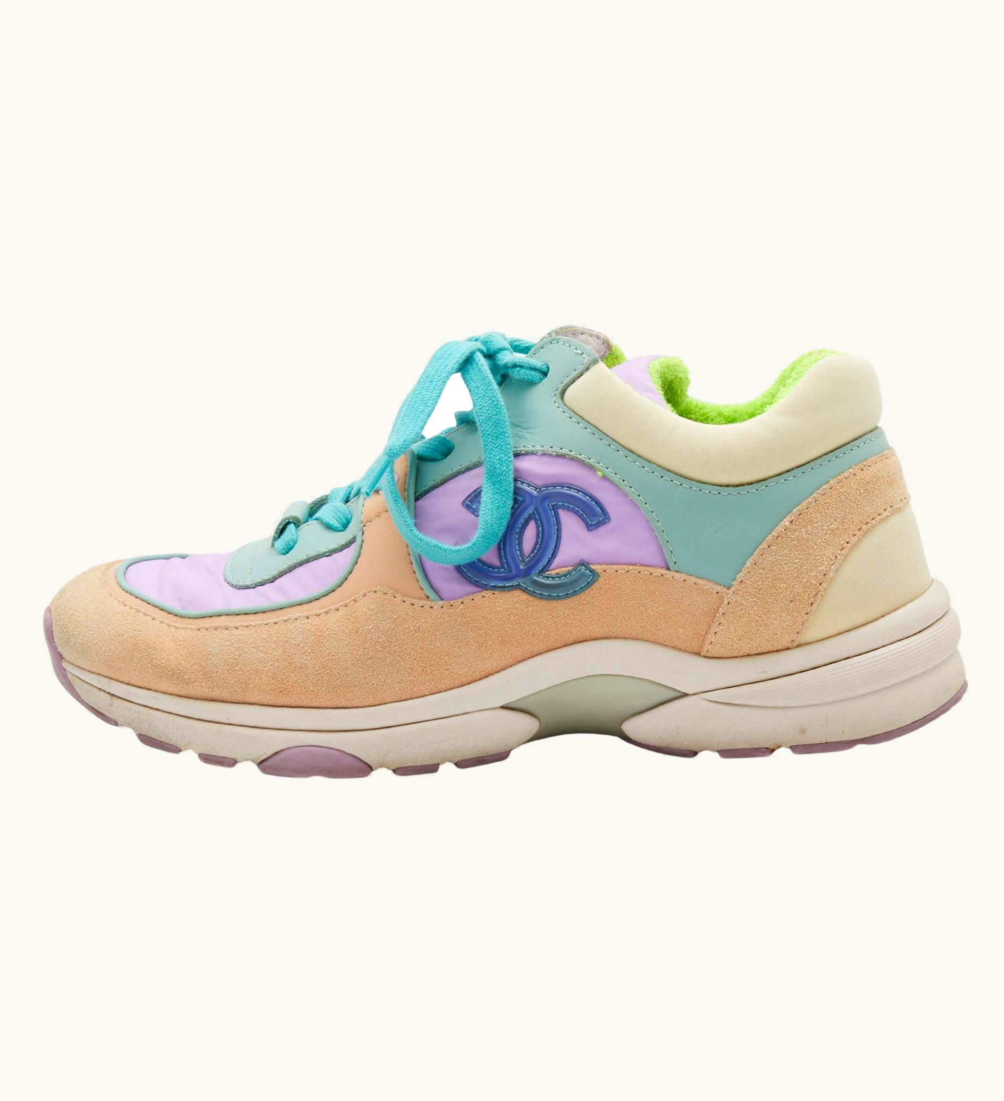 Chanel Chanel Multicolor Leather And Fabric Cc Low Top Sneakers