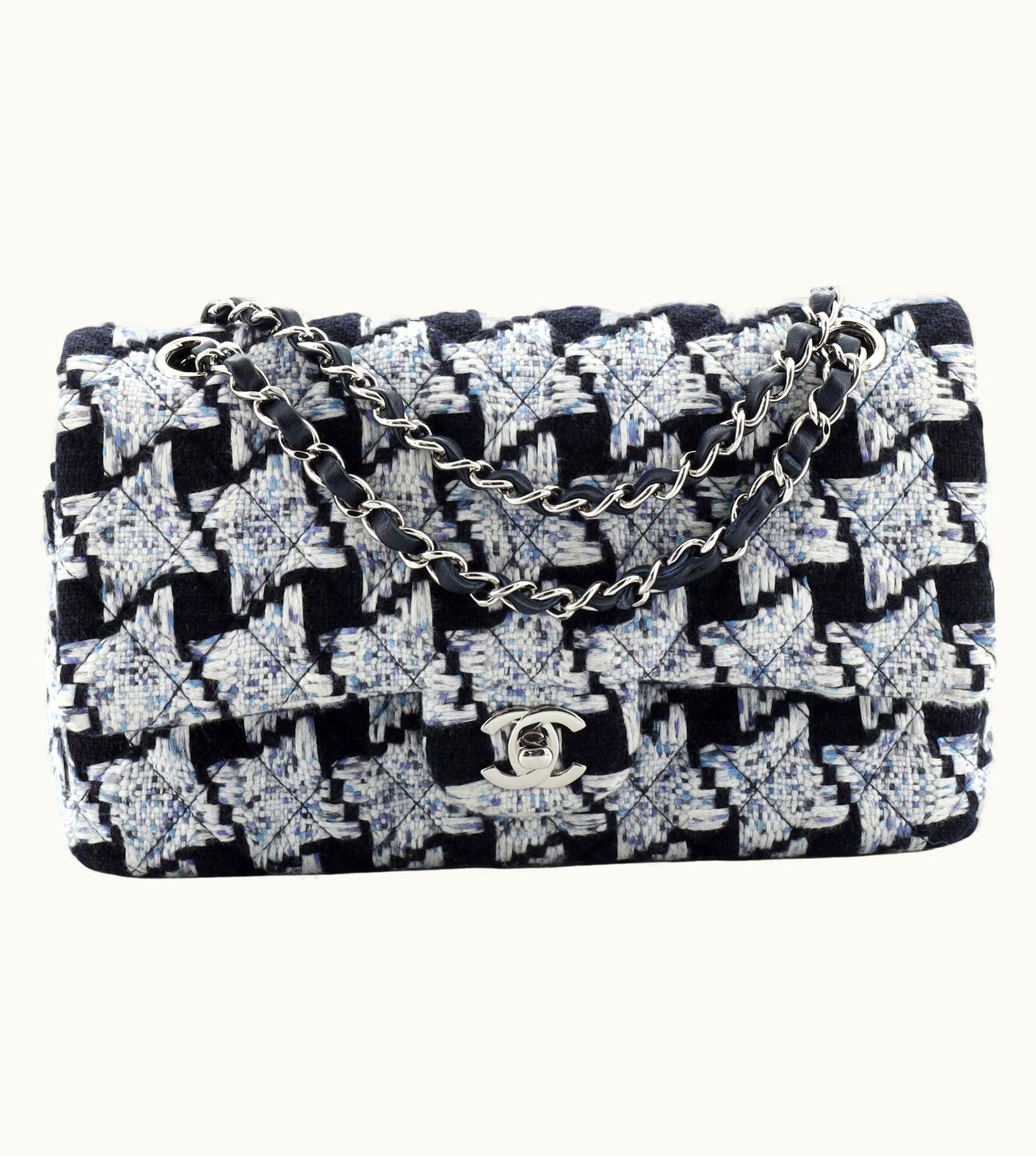 Chanel Chanel Classic Double Flap Bag Quilted Houndstooth Tweed Medium