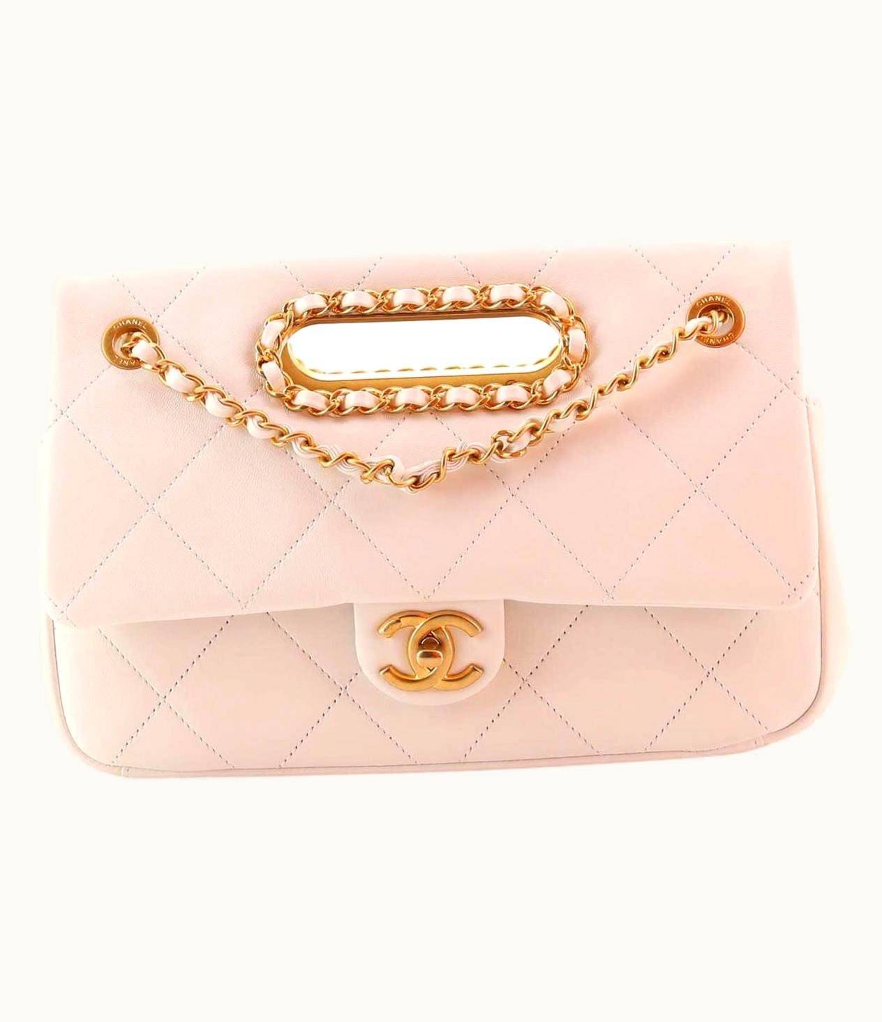 Chanel Chanel A Real Catch Flap Bag Quilted Lambskin Medium Leather White Gold