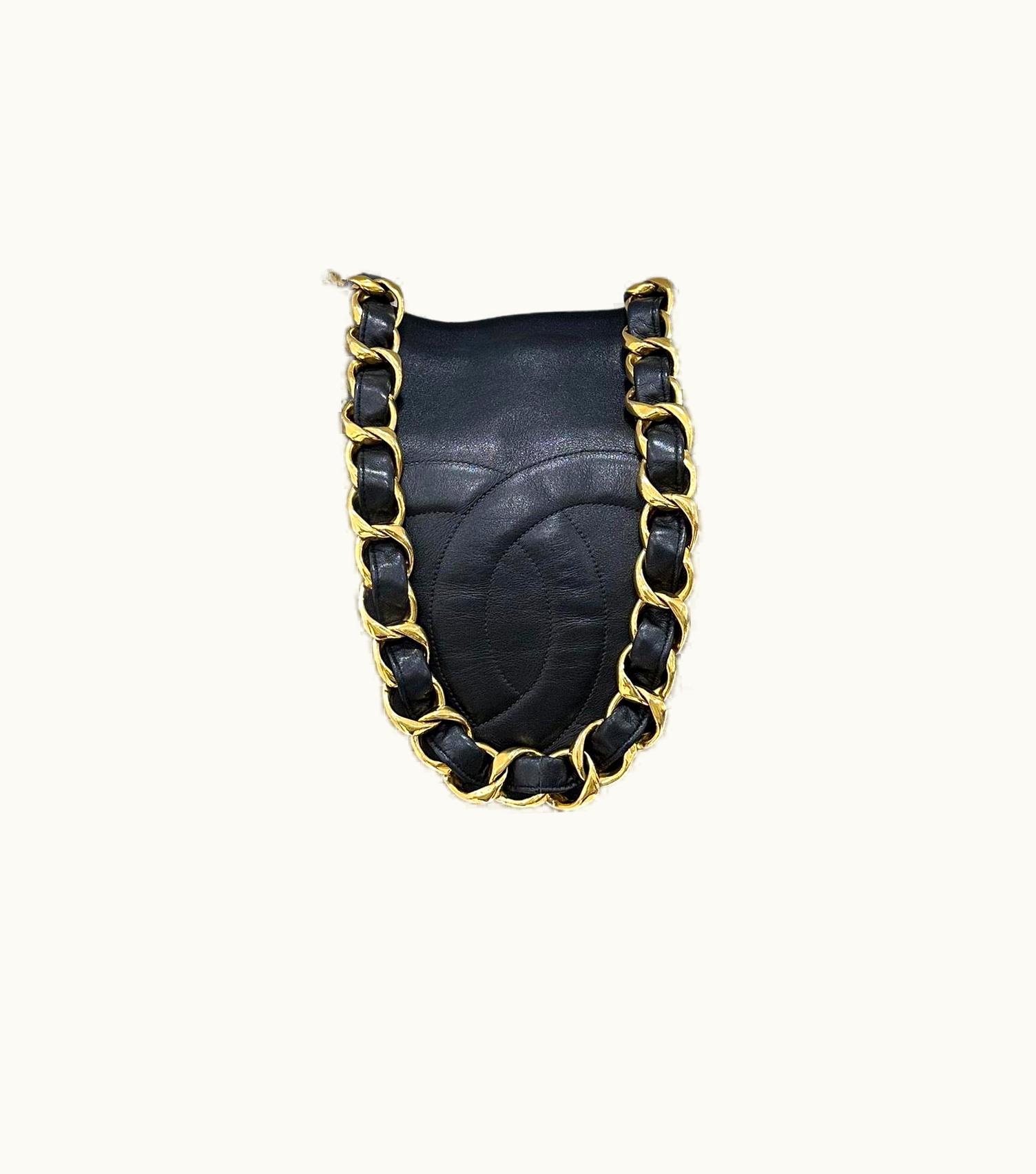 Chanel 90' Chanel Black Leather Tote Vintage Shoulder Bag