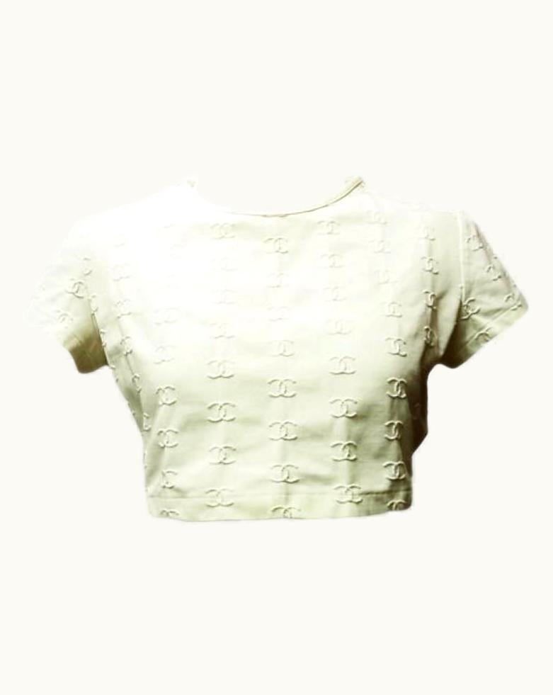 Chanel Vintage Chanel Logo Embroidered T-Shirt White