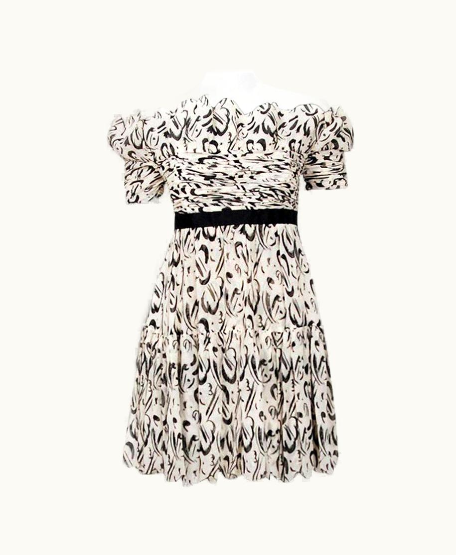 Chanel Vintage 1990 Chanel By Karl Lagerfeld Documented Graphic Print Silk Mini Dress