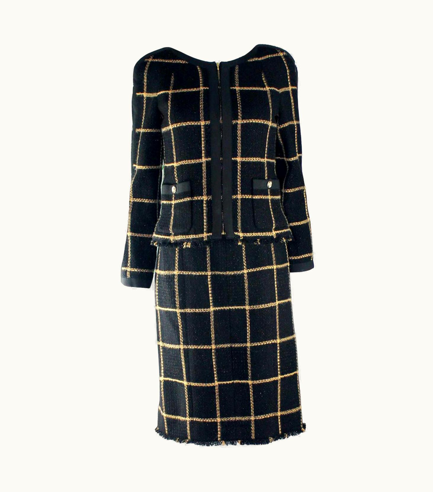 Chanel Unworn Chanel Black & Gold Metallic Lesage Fantasy Tweed Jacket Dress Suit