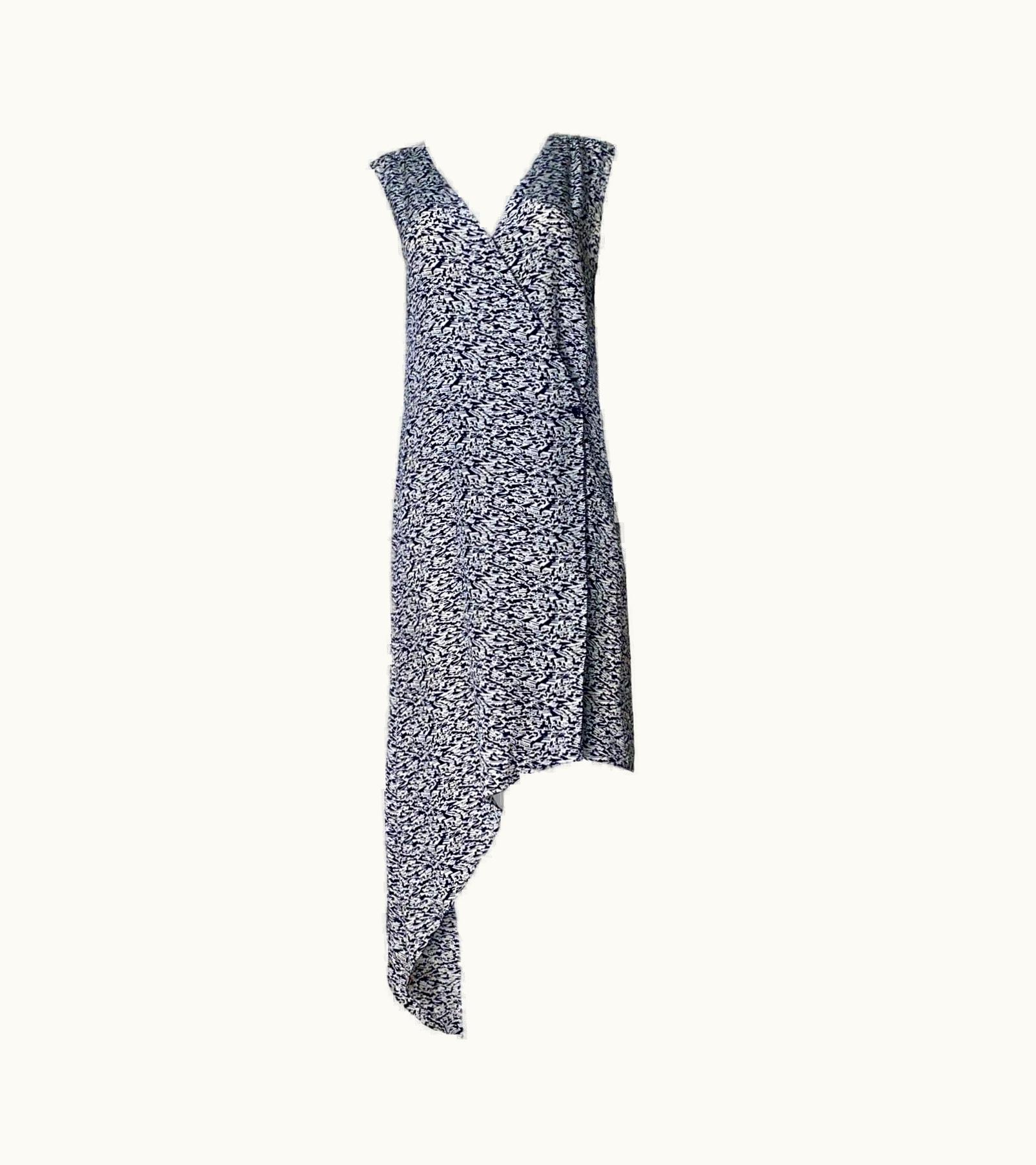 Chanel Chanel Signature Monochrome Silk Print Asymmetric Wrap Style Dress