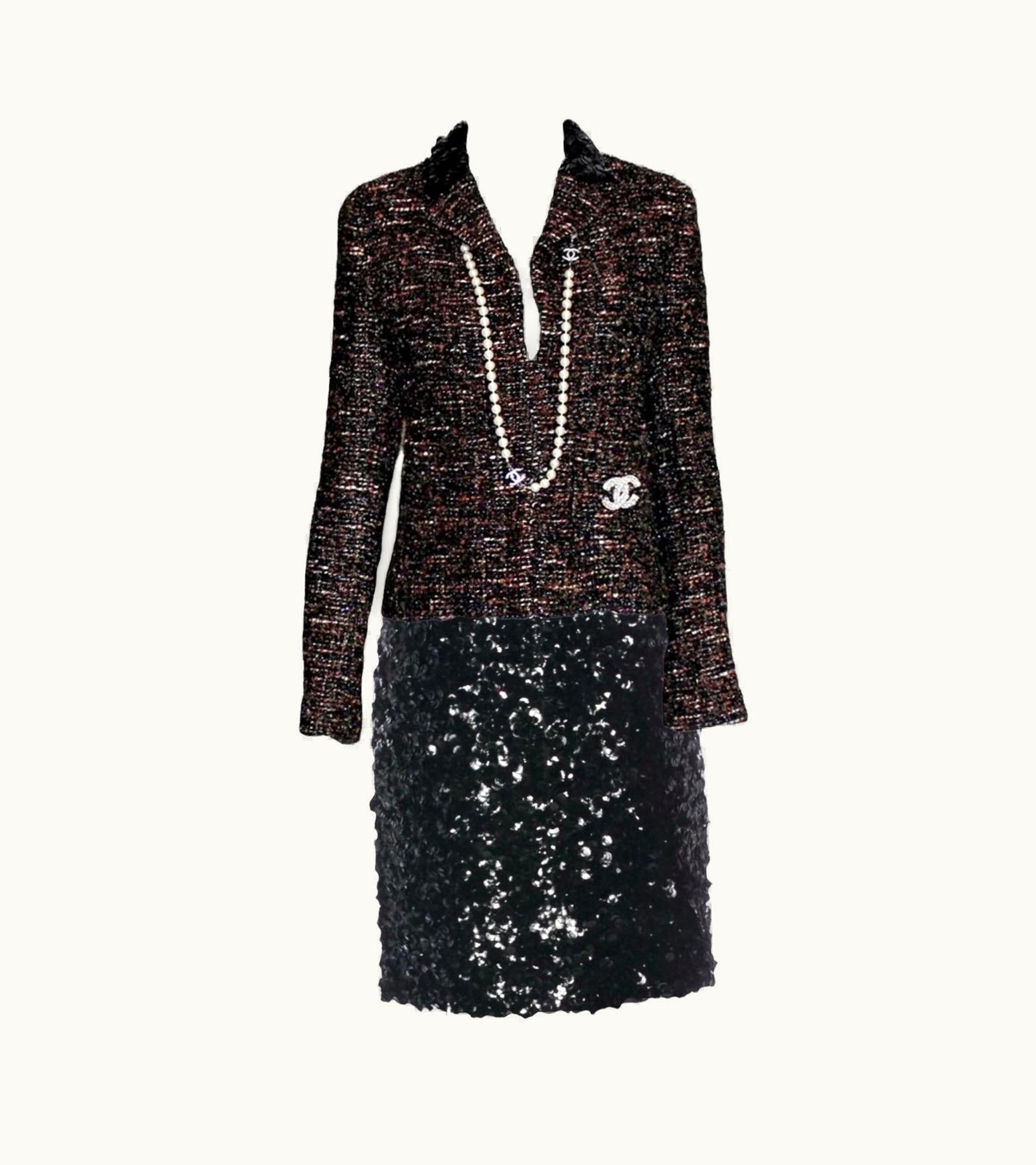 Chanel Unworn Chanel Metallic Fantasy Tweed Sequin Trim Jacket Blazer Skirt Suit