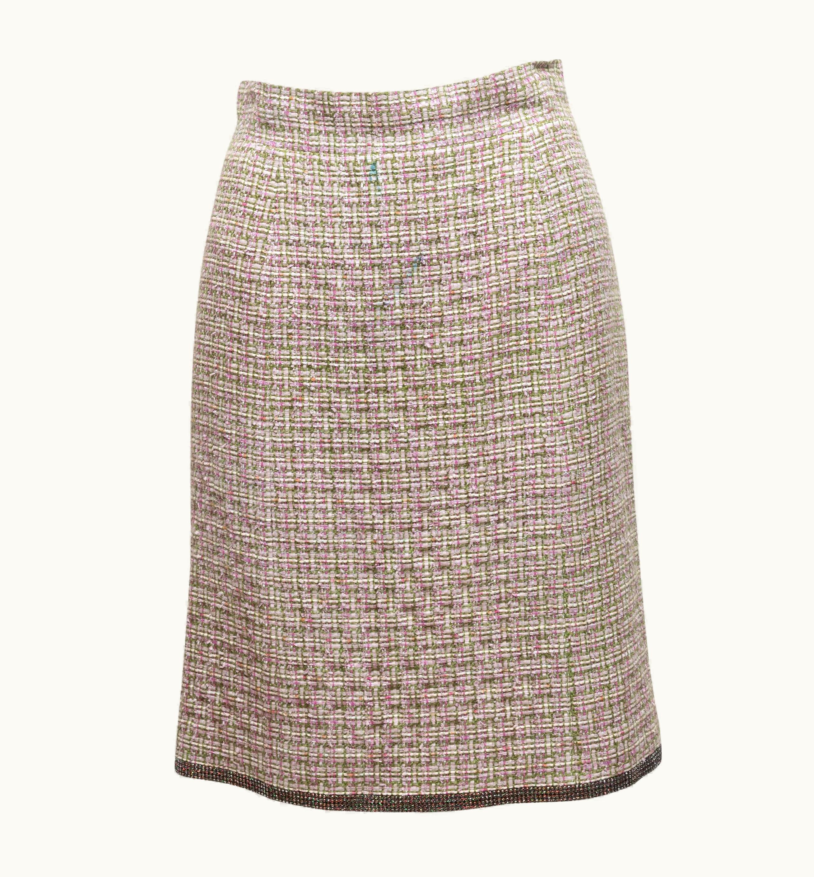 Chanel Chanel Multicolor Chanel Tweed Rhinestone-Trimmed Skirt