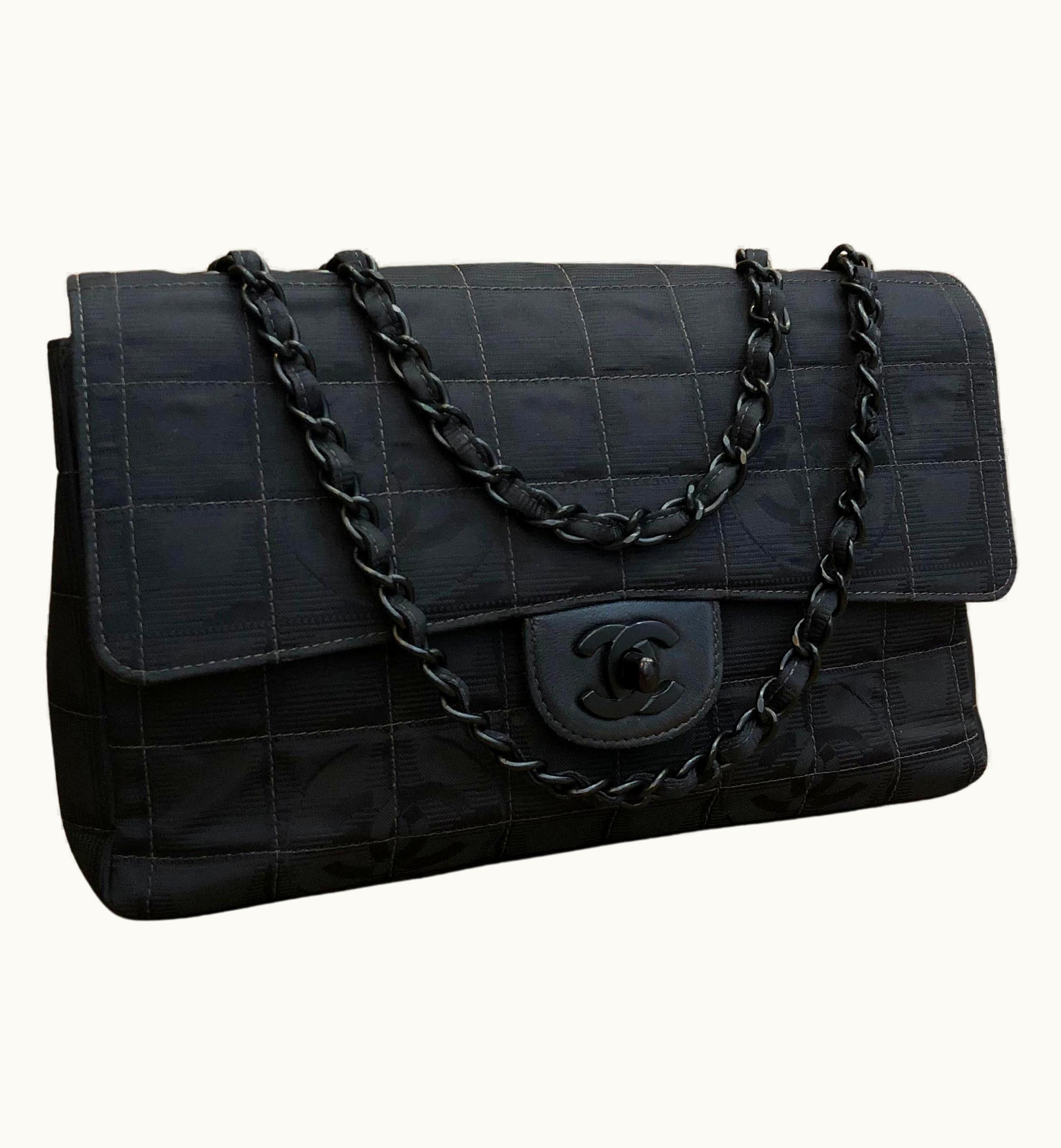 Chanel Vintage Chanel Travel Line Nylon Classic Flap Bag Super Black