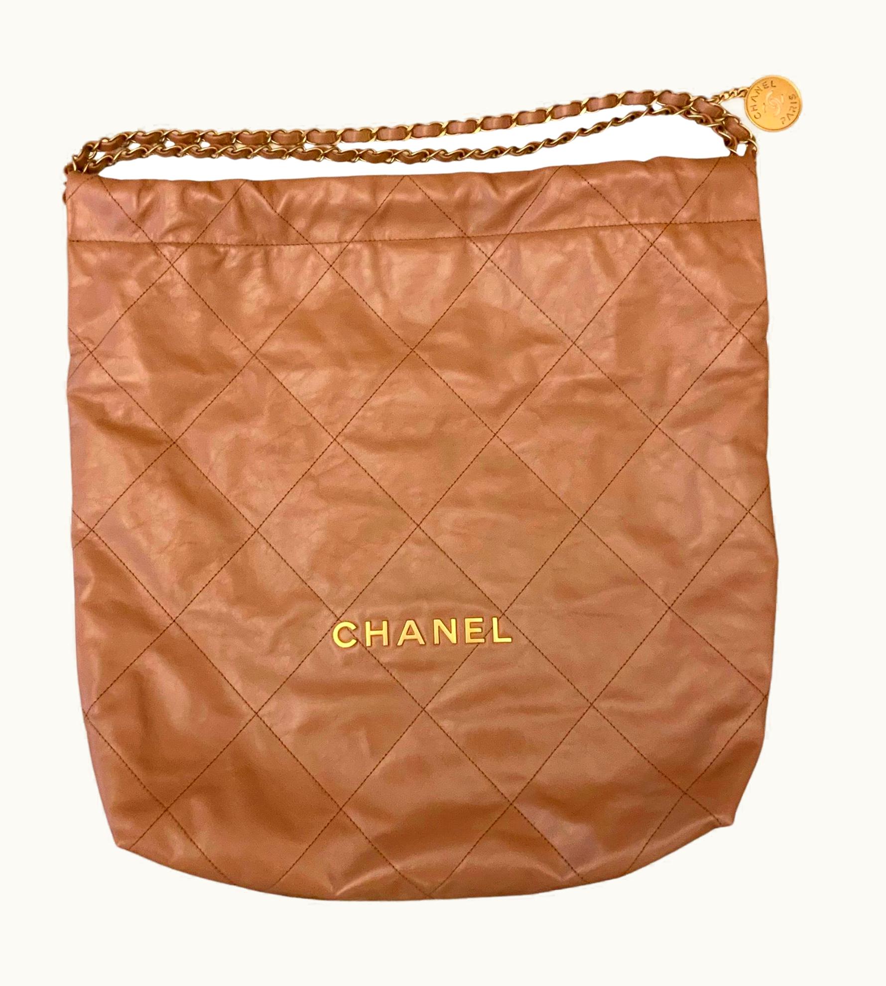 Chanel Chanel Camel Quilted Shinny Calfskin Large Chanel 22 Bag