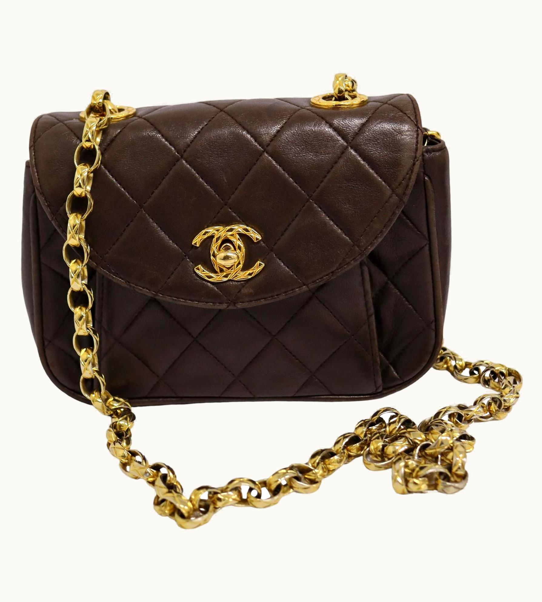 Chanel Chanel Vintage 90s Brown Quilted Flap Mini Body Bag