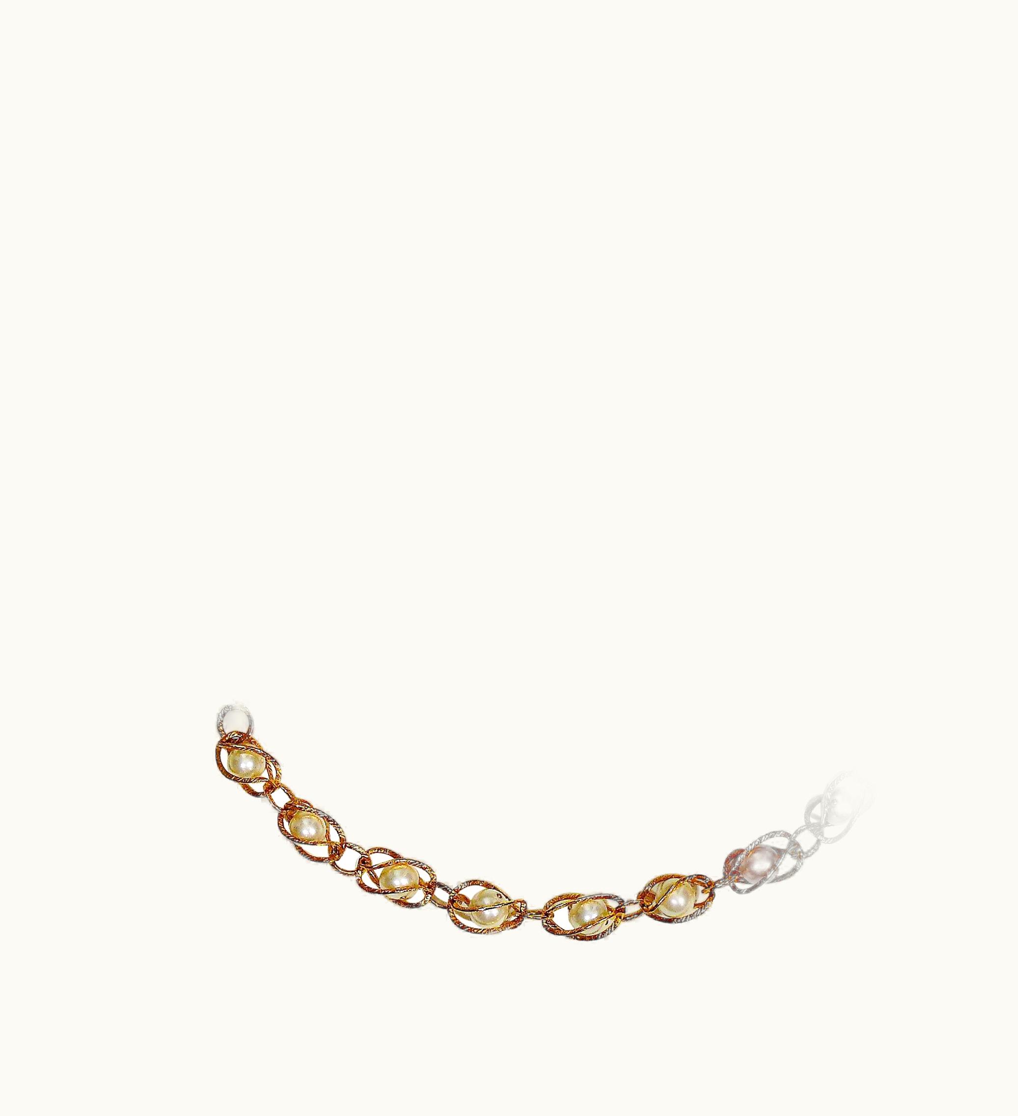 Chanel Chanel Vintage Gold Toned Caged Pearl Belt