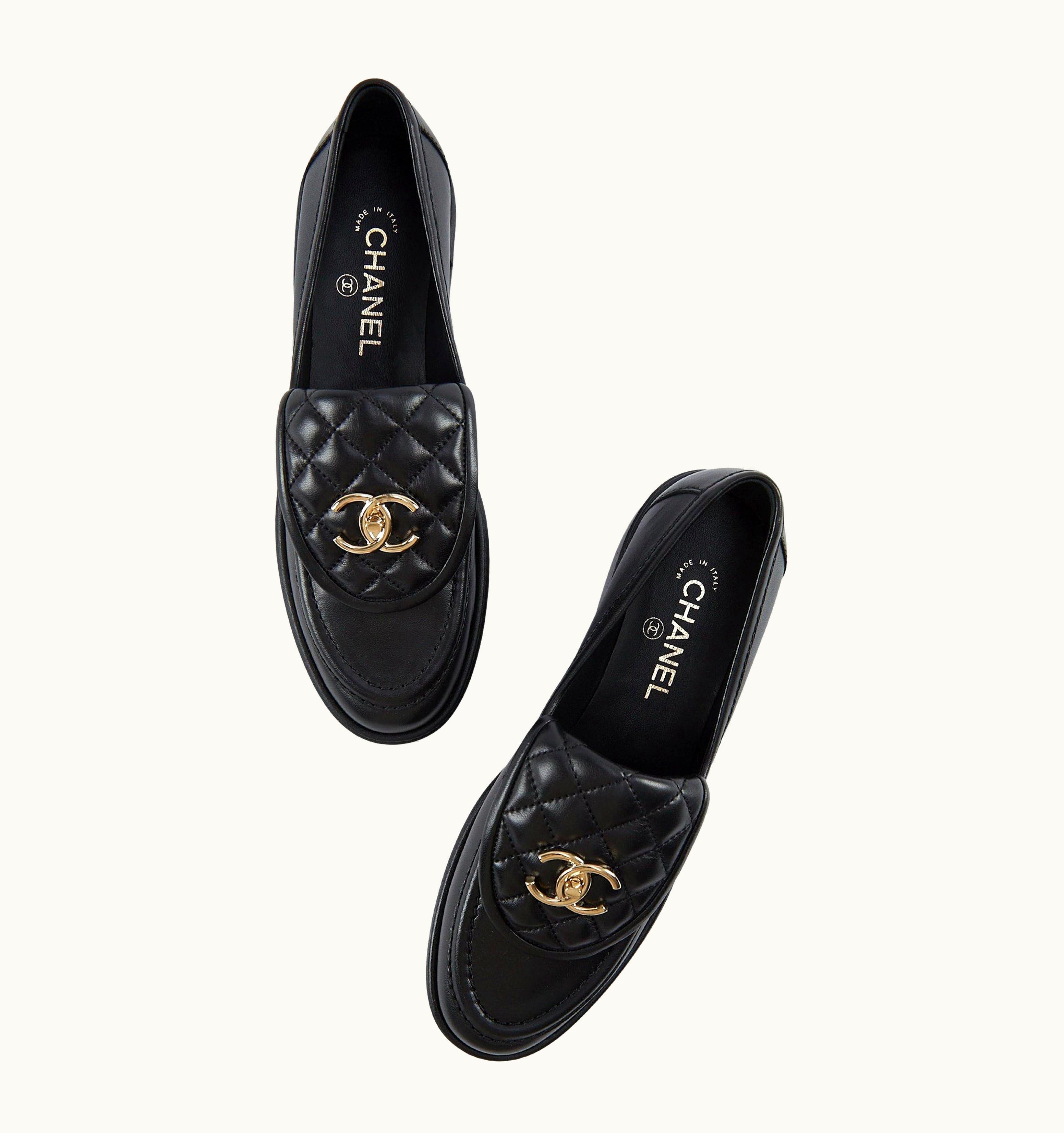 Chanel Chanel Quilted Loafers Black With Champagne Hardware -  UZ0591119