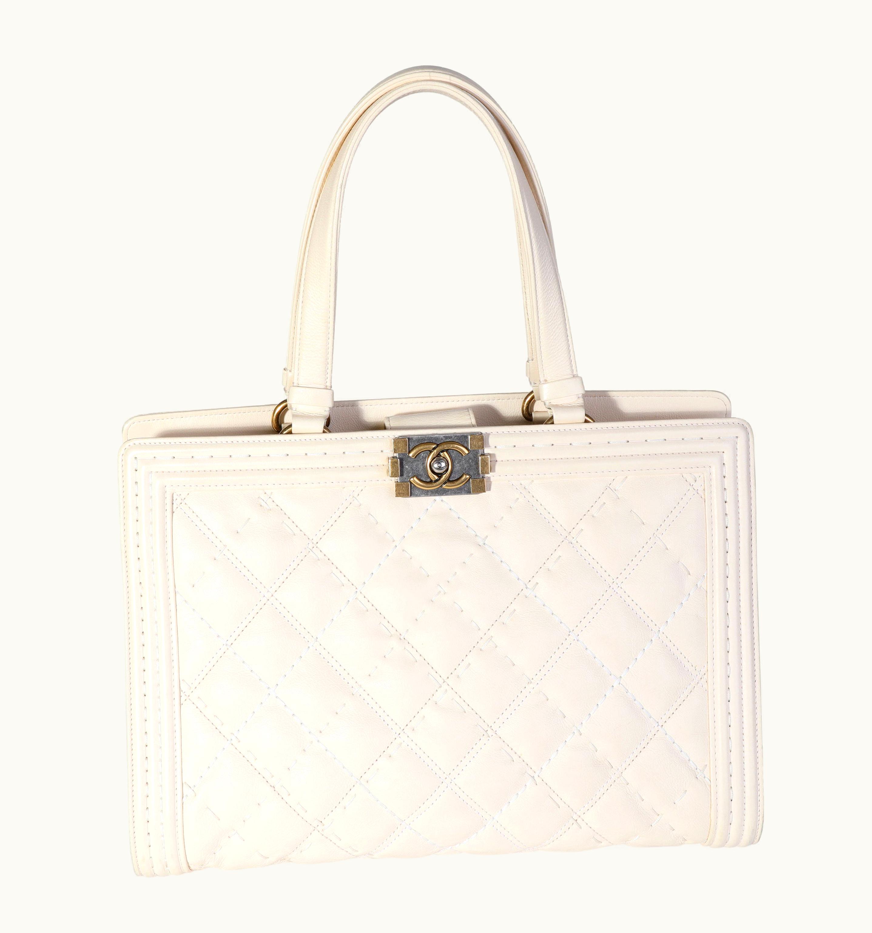 Chanel Chanel Cream Large Boy Shopping Tote