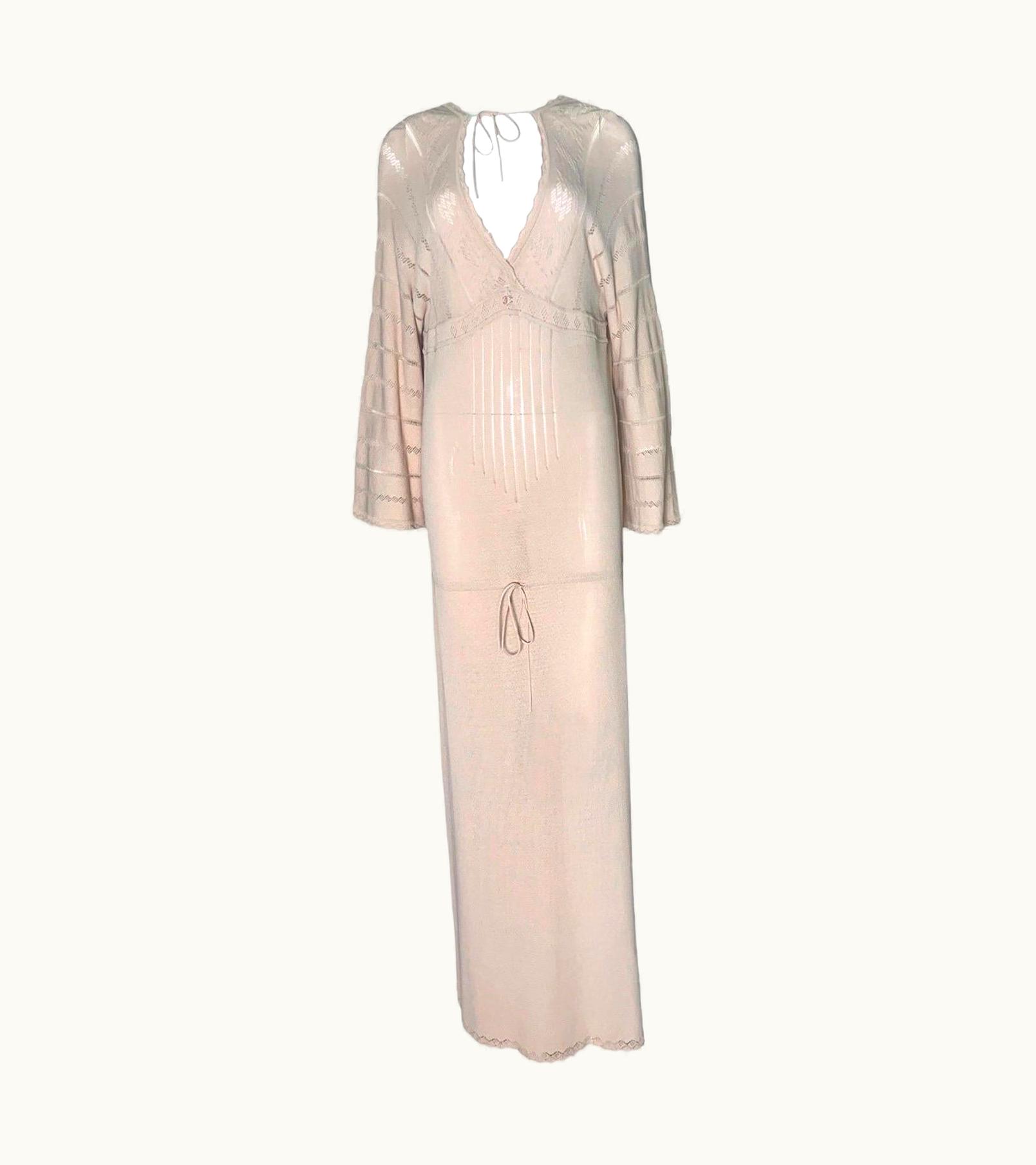 Chanel Chanel Nude Knit Maxi Evening Dress Kaftan Tunic Beach Pool Cover Up