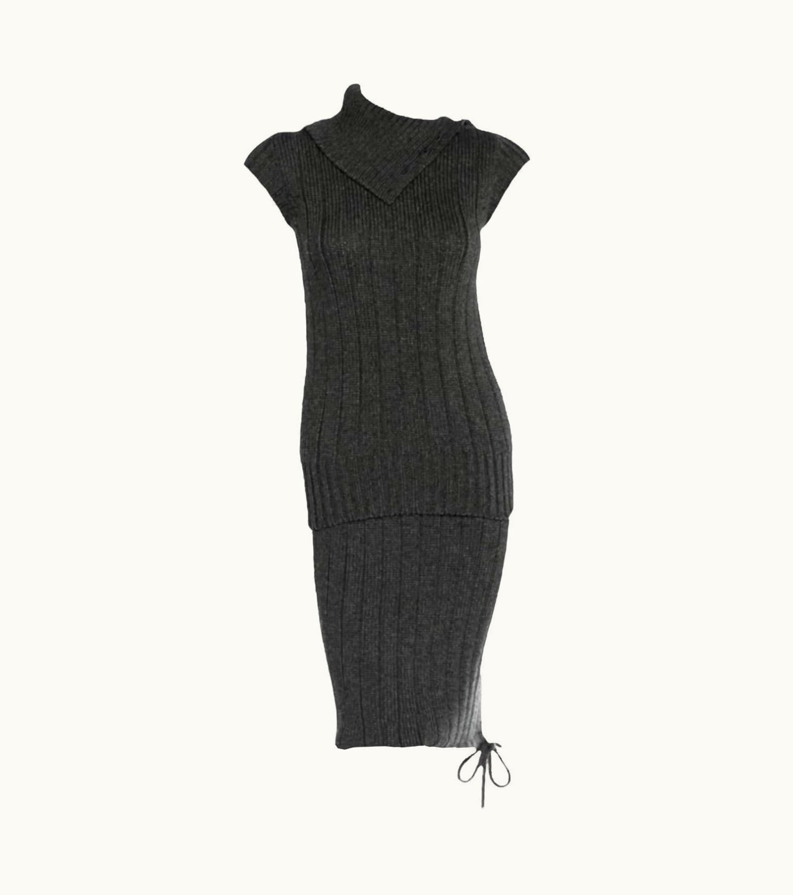 Chanel Unworn Chanel Charcoal Grey Cashmere Blend Skirt Top Set Ensemble As Dress