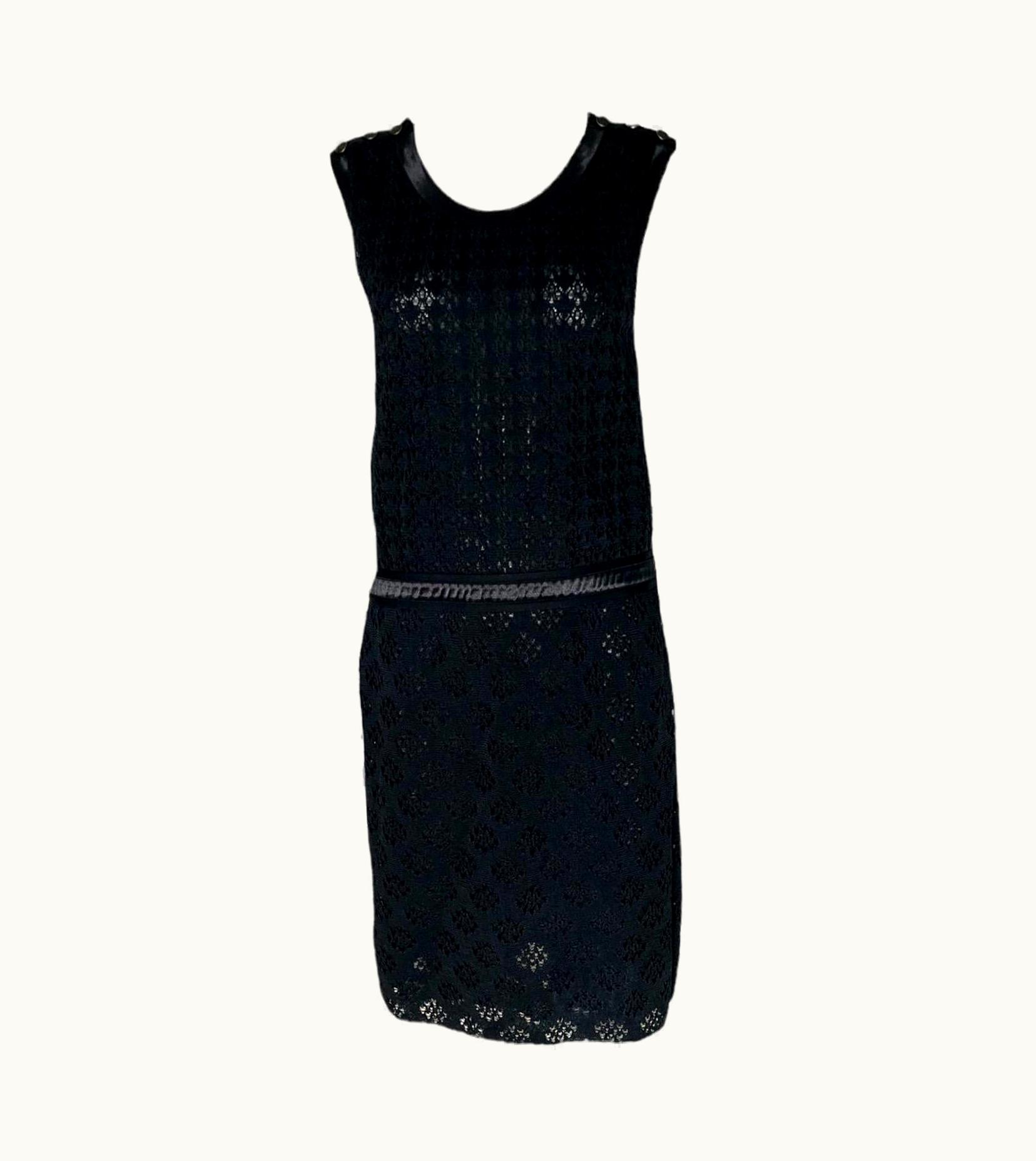 Chanel Chanel Black Silk Crochet Knit Dress Cc Star Logo Buttons