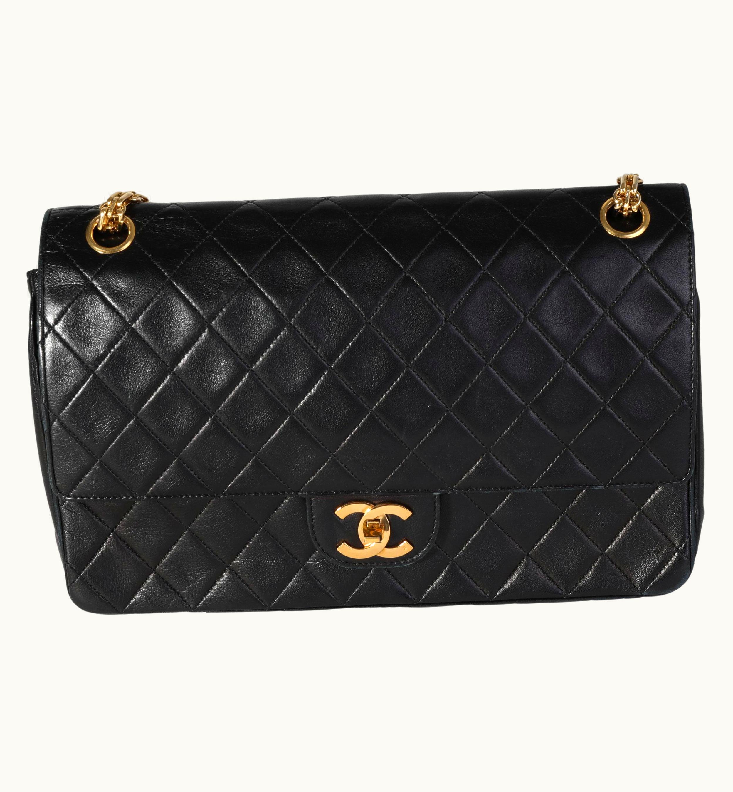 Chanel Chanel Vintage Black Quilted Lambskin Medium Double Flap