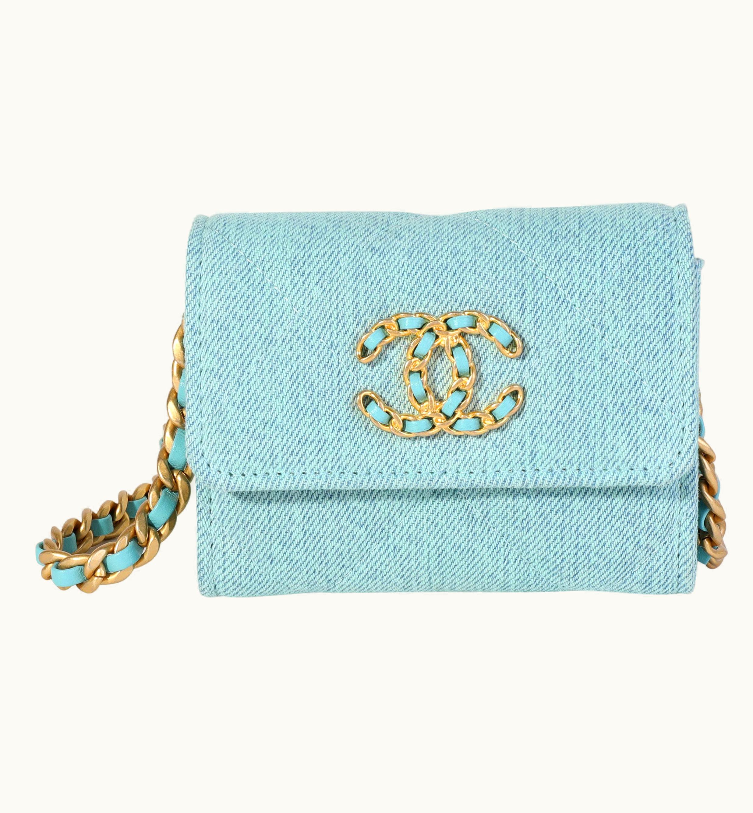 Chanel Chanel Blue Denim Chanel 19 Coin Pouch On Chain