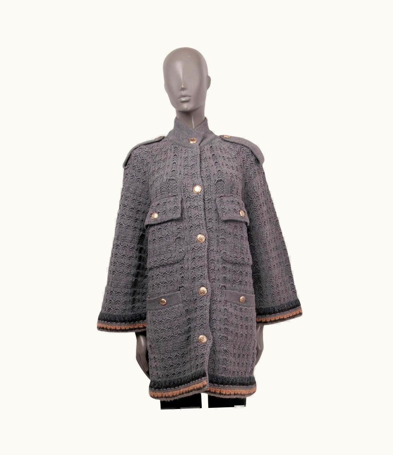 Chanel Chanel Grey Wool 2013 13a Edinburgh Oversized Knit Coat Jacket