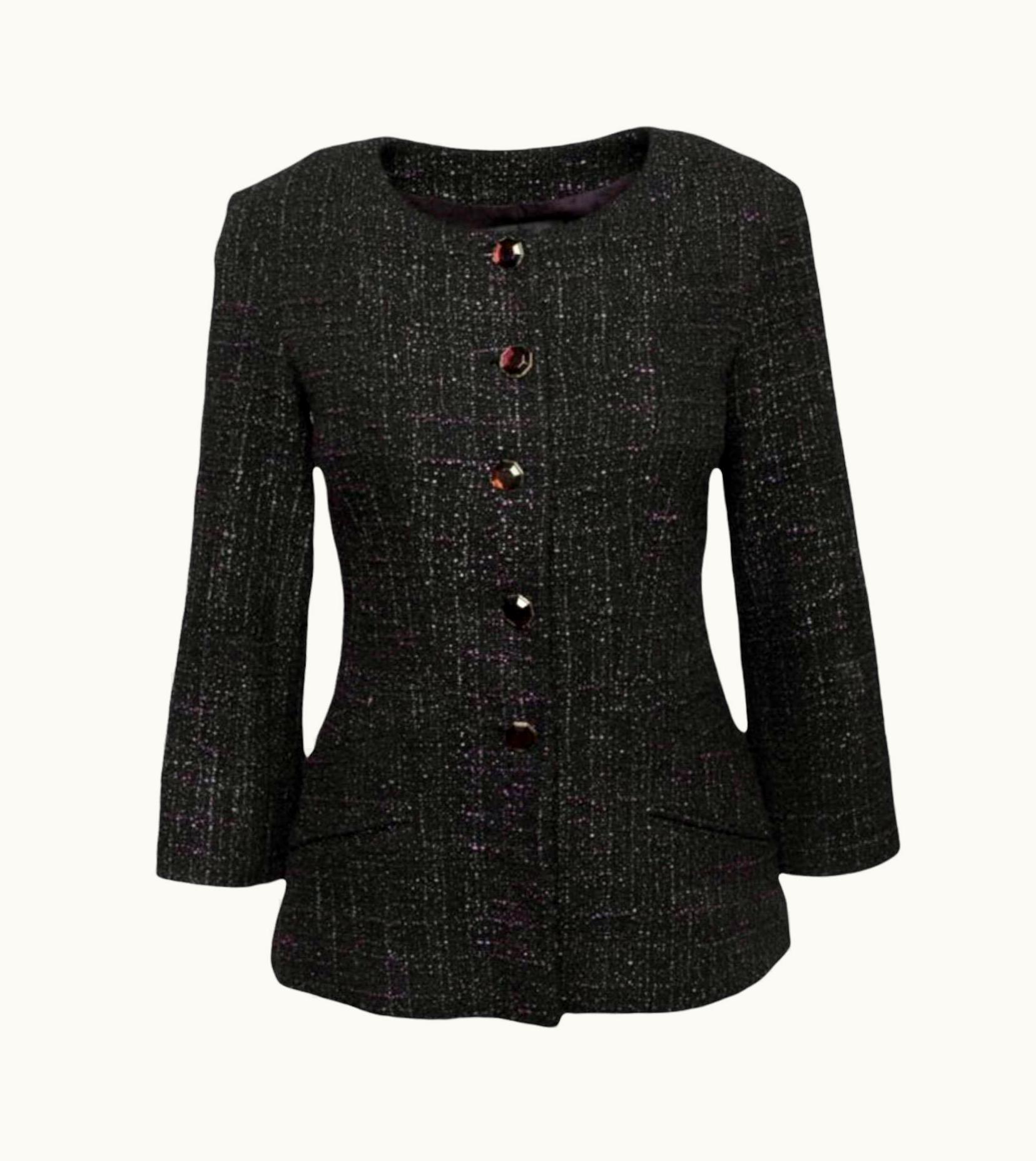 Chanel Amazing Chanel Aubergine Signature Tweed Jacket Blazer
