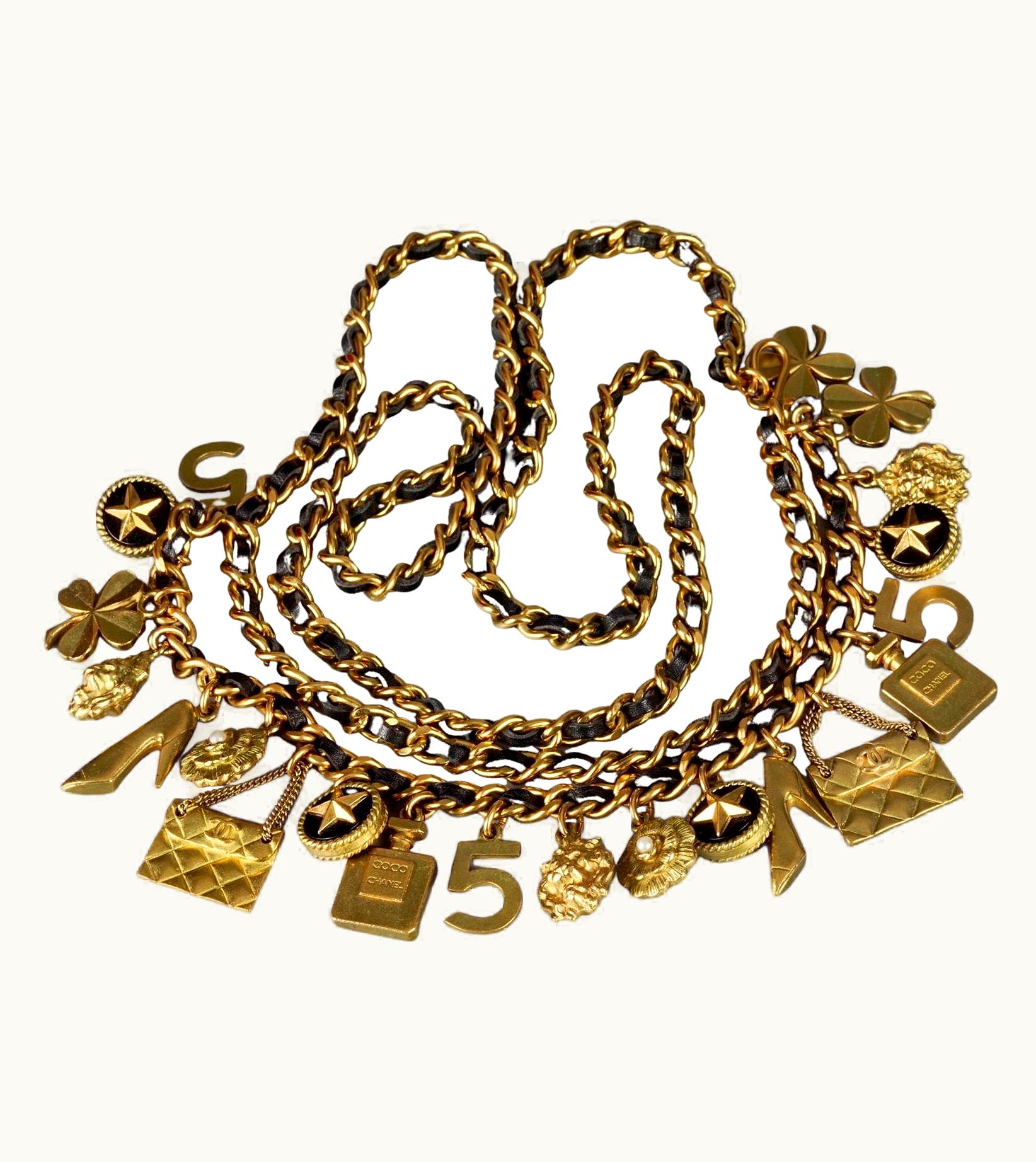 Chanel Vintage 1994 Chanel Lucky Charm Leather Chain Necklace Belt