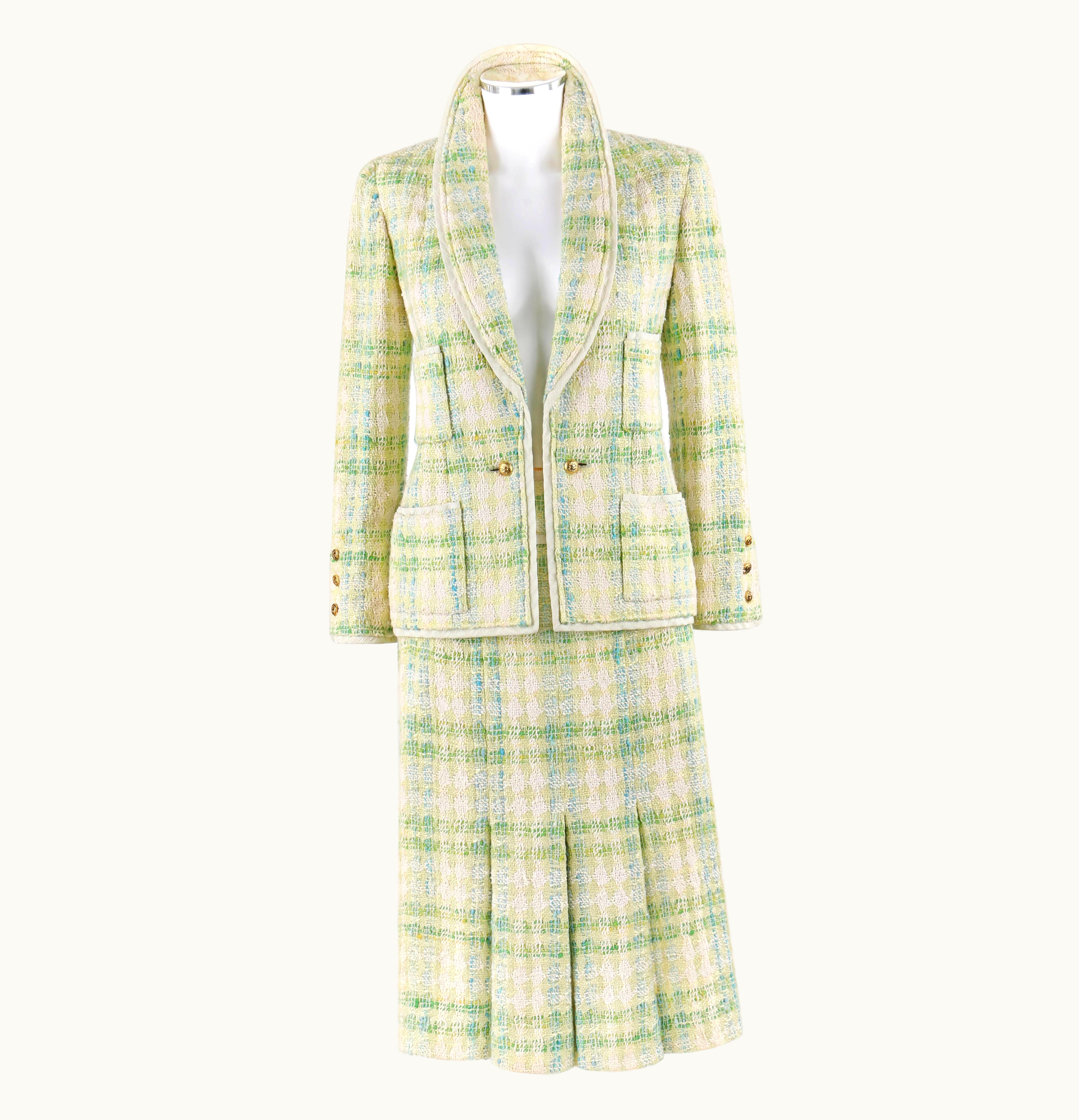 Chanel Chanel Boutique S/S 1984 2 Pc Classic Tweed Blazer Jacket Skirt Suit Set 40 S/S