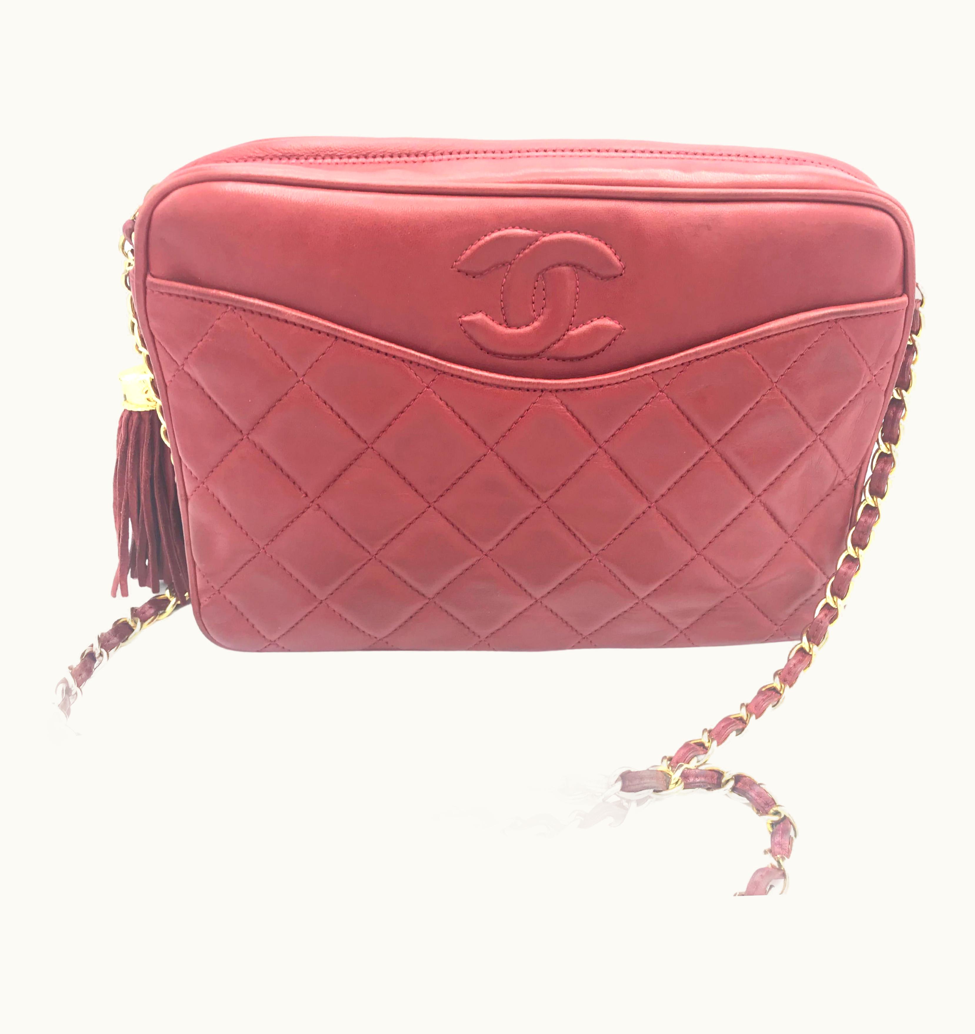 Chanel Vintage Chanel Quilted Lambskin Bag, Red, 1985 And Carte E'Authenticite