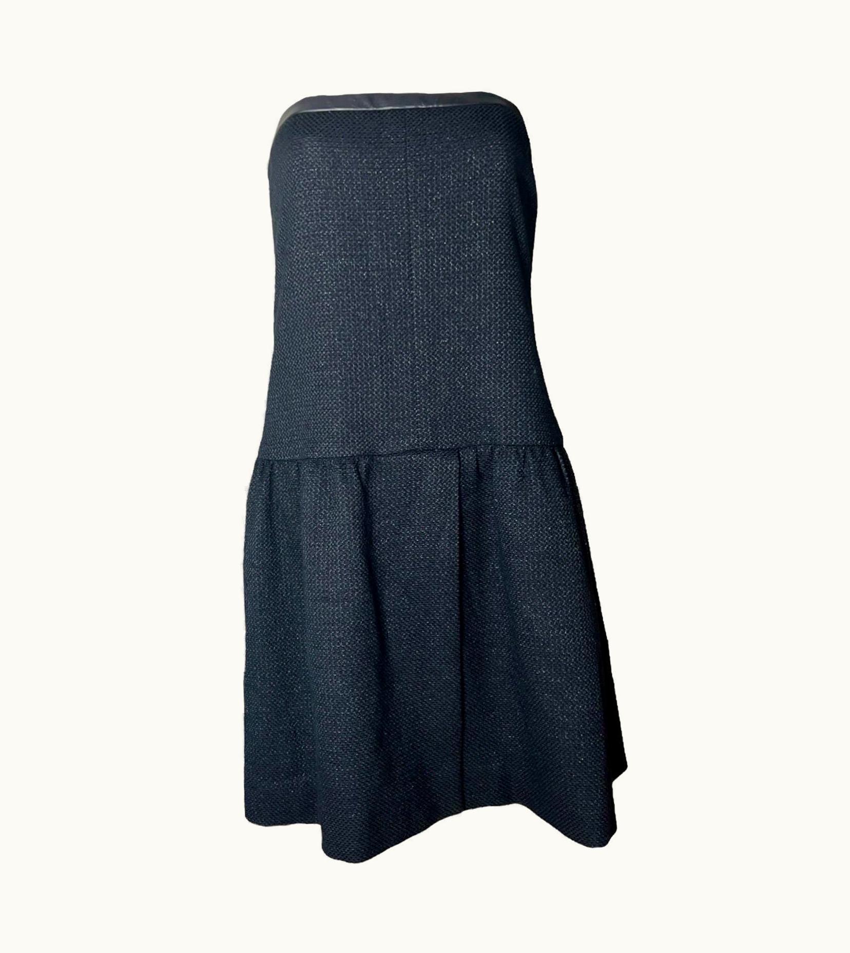 Chanel Unworn Chanel Tweed & Leather Strapless Corset Dress