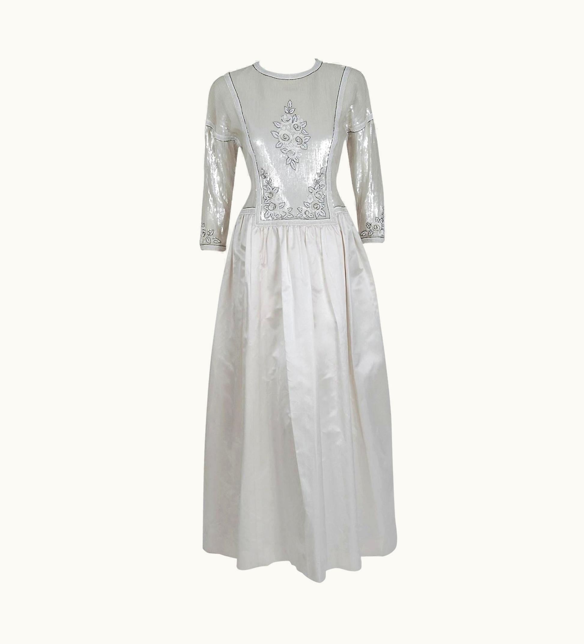 Chanel Vintage 1985 Karl Lagerfeld For Chanel Haute-Couture Lesage Beaded Silk Gown