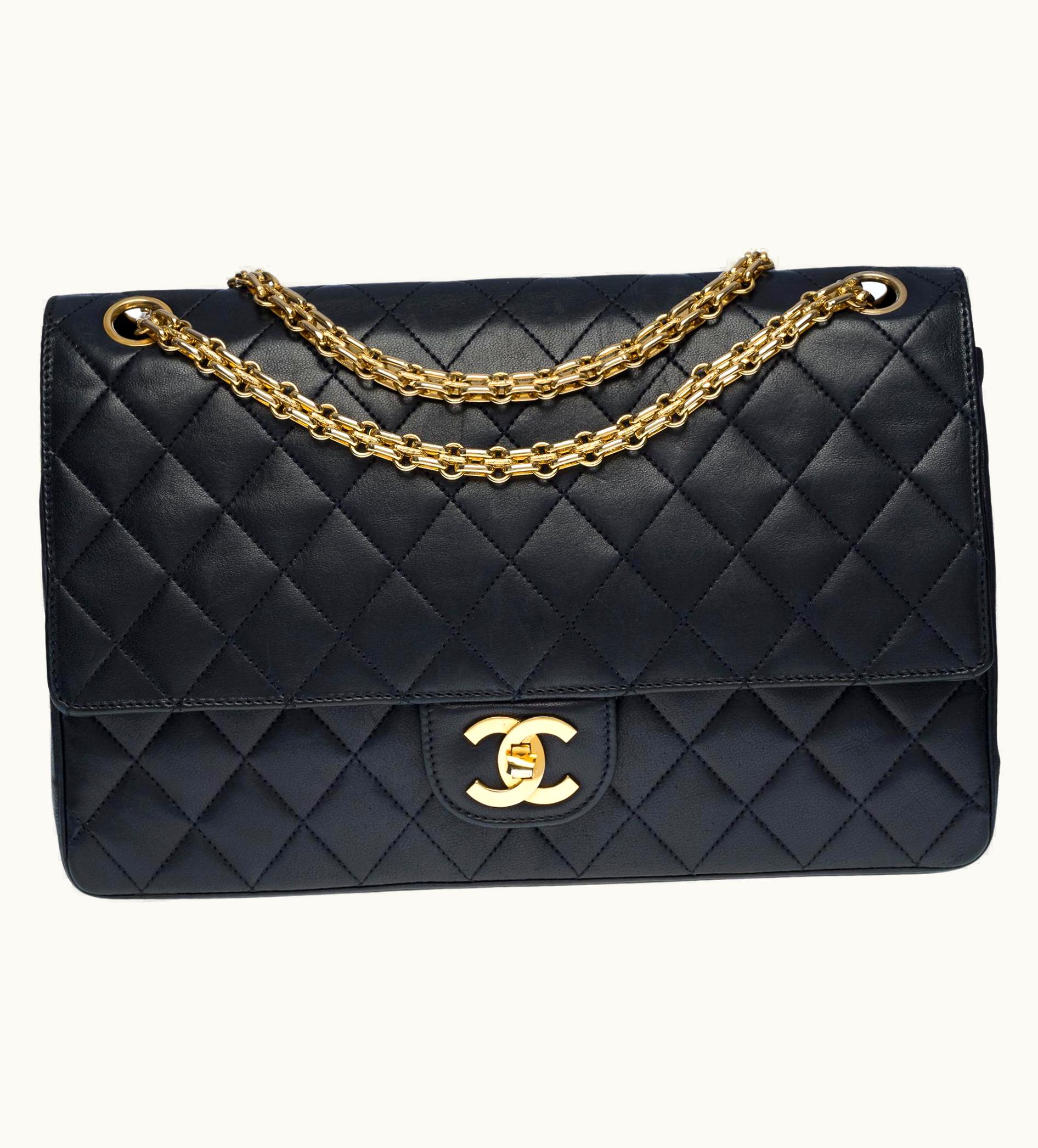 Chanel Chanel Timeless/Classic Double Flap Shoulder Bag In Black Quilted Lambskin, Ghw UZ0591255