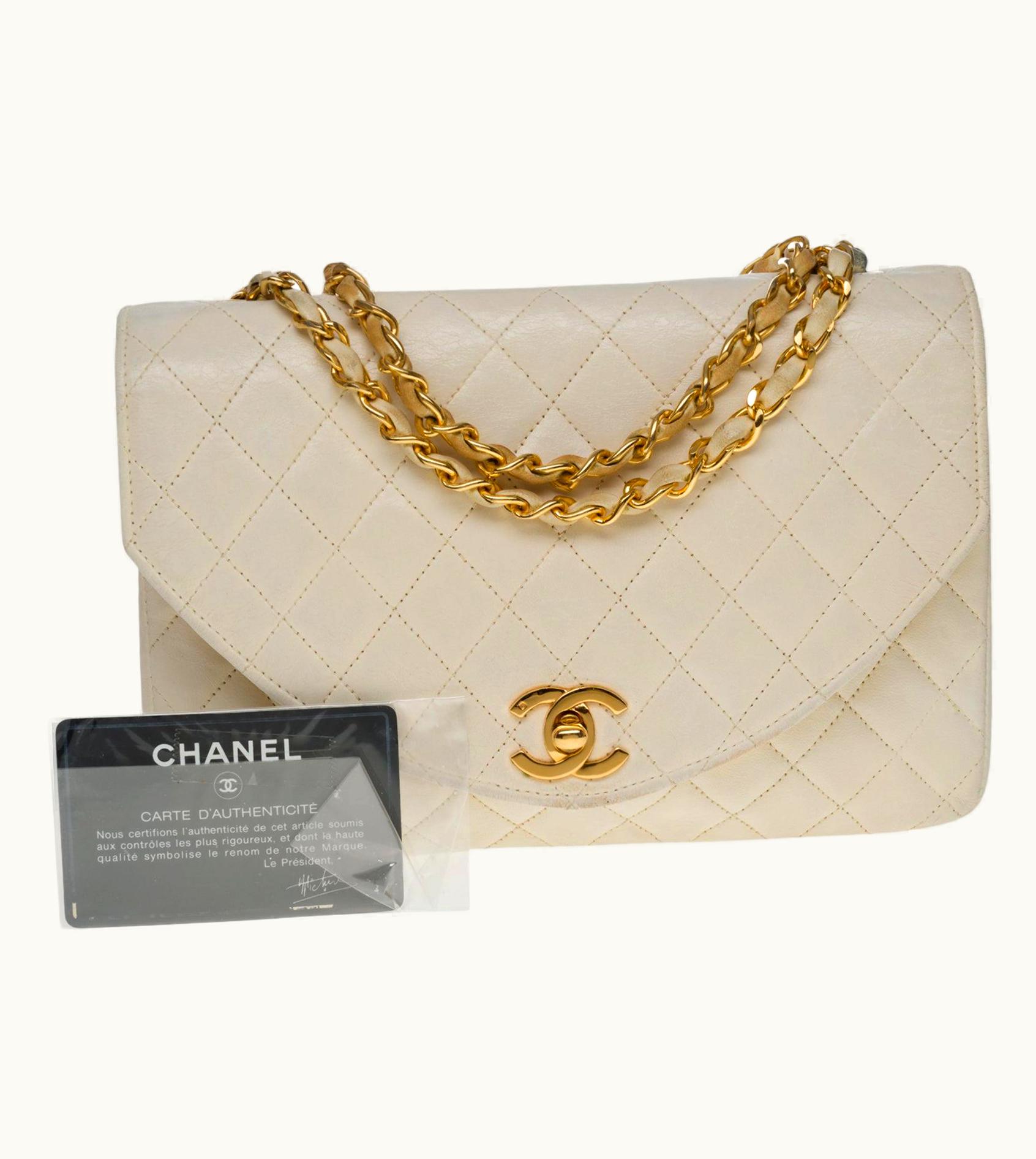 Chanel Amazing Chanel Classic Single Shoulder Flap Bag In Ecru Quilted Lambskin, Ghw