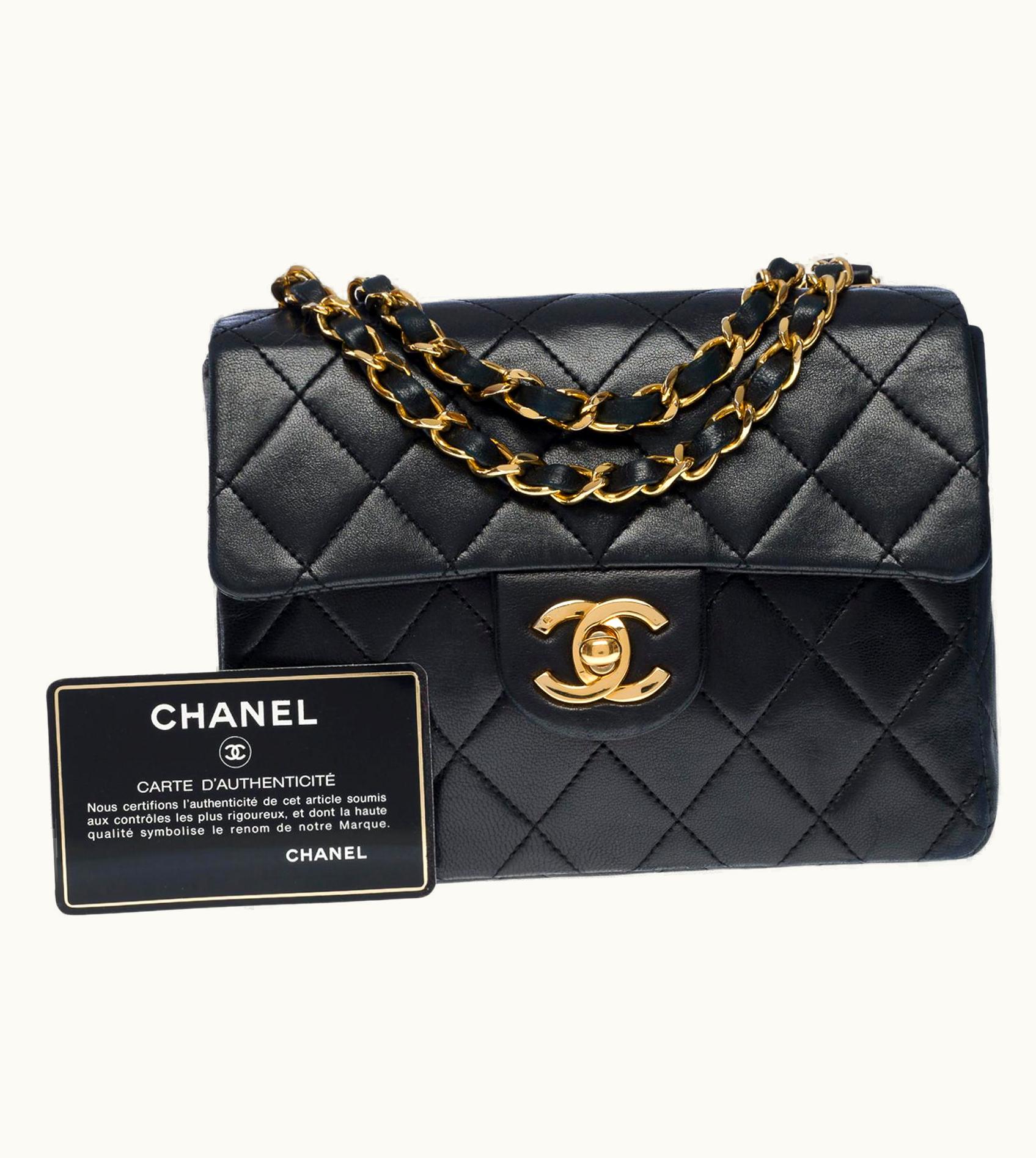 Chanel Chanel Timeless Mini Square Shoulder Flap Bag In Black Quilted Lambskin, Ghw UZ0591262
