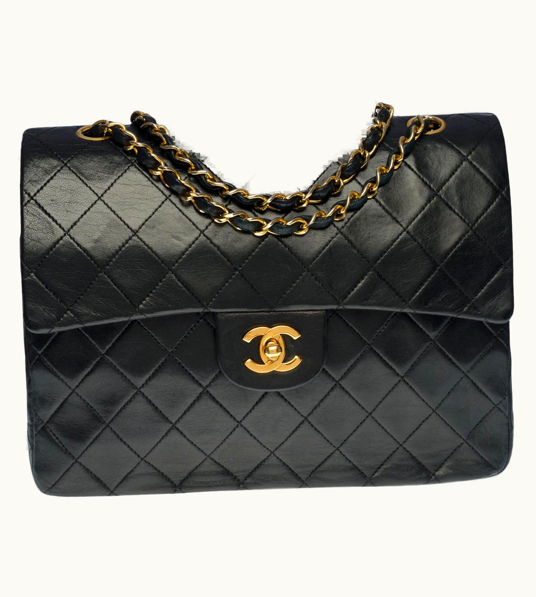 Chanel Chanel Timeless/Classic Double Flap Shoulder Bag In Black Quilted Lambskin, Ghw UZ0591269