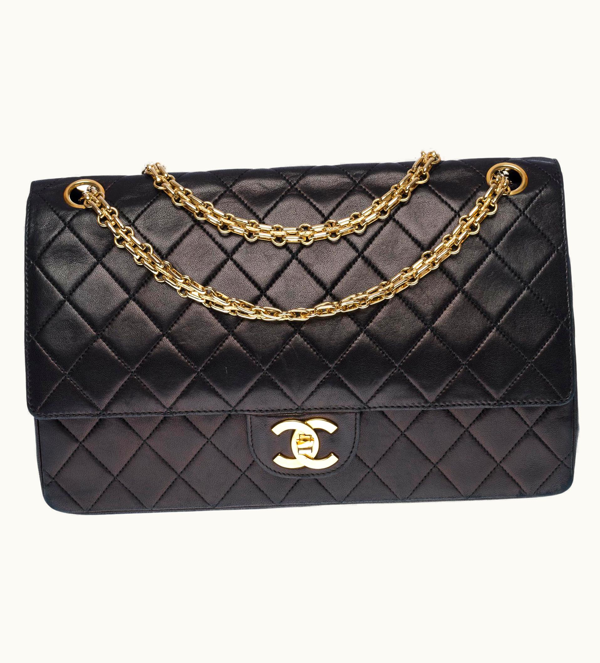 Chanel Chanel Timeless/Classic Double Flap Shoulder Bag In Black Quilted Lambskin, Ghw UZ0591271