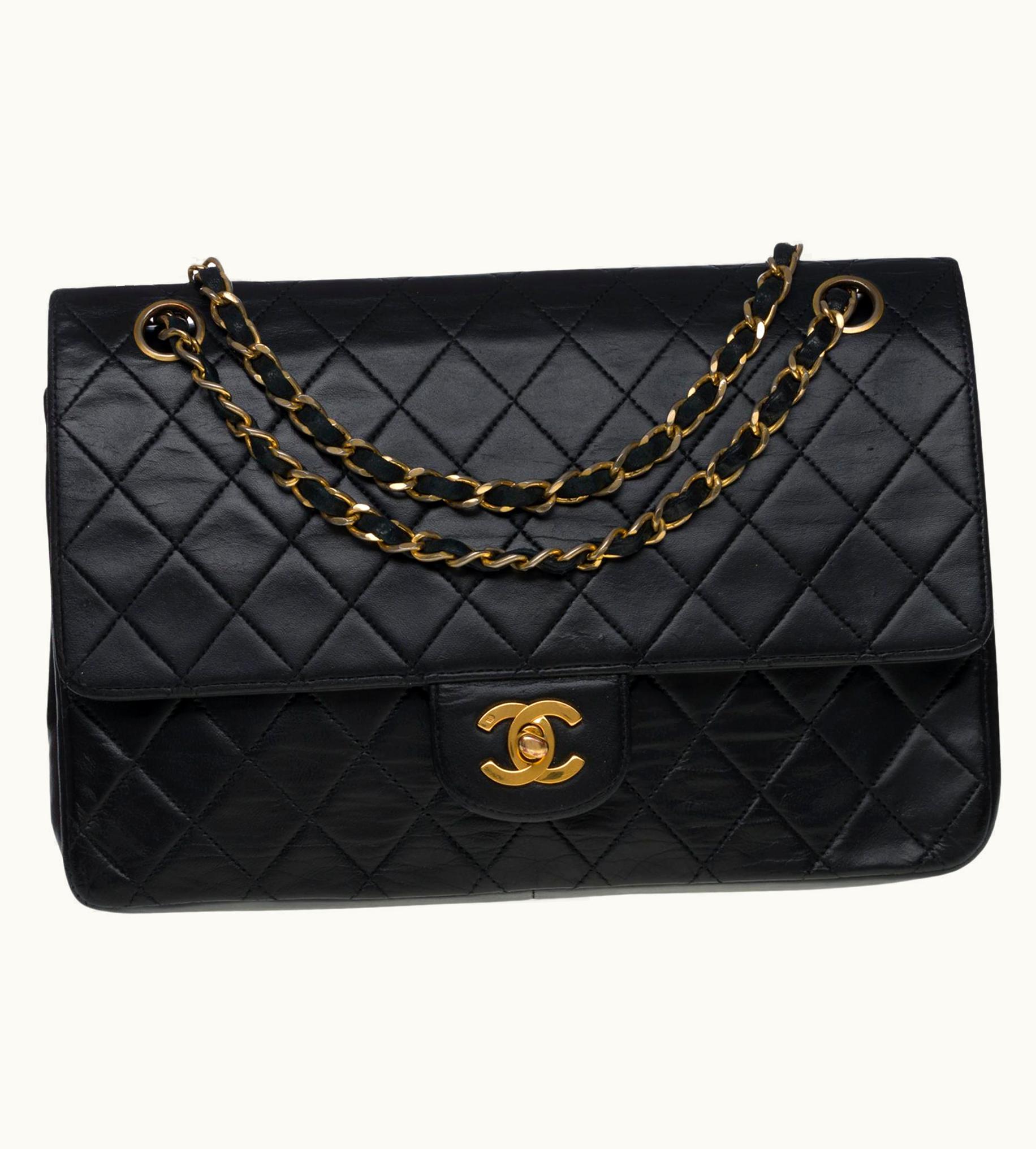 Chanel Chanel Timeless/Classic Double Flap Shoulder Bag In Black Quilted Lambskin, Ghw UZ0591272
