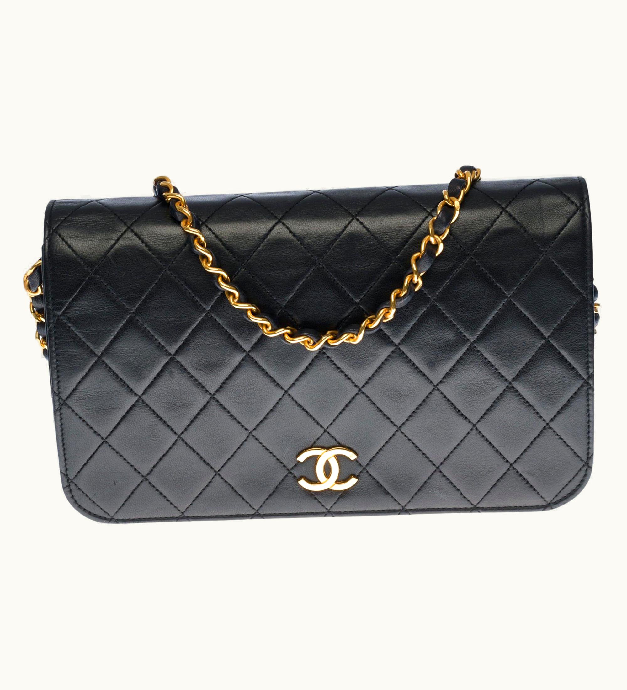 Chanel Chanel Classic Mini Full Flap Shoulder Bag In Black Quilted Leather And Ghw