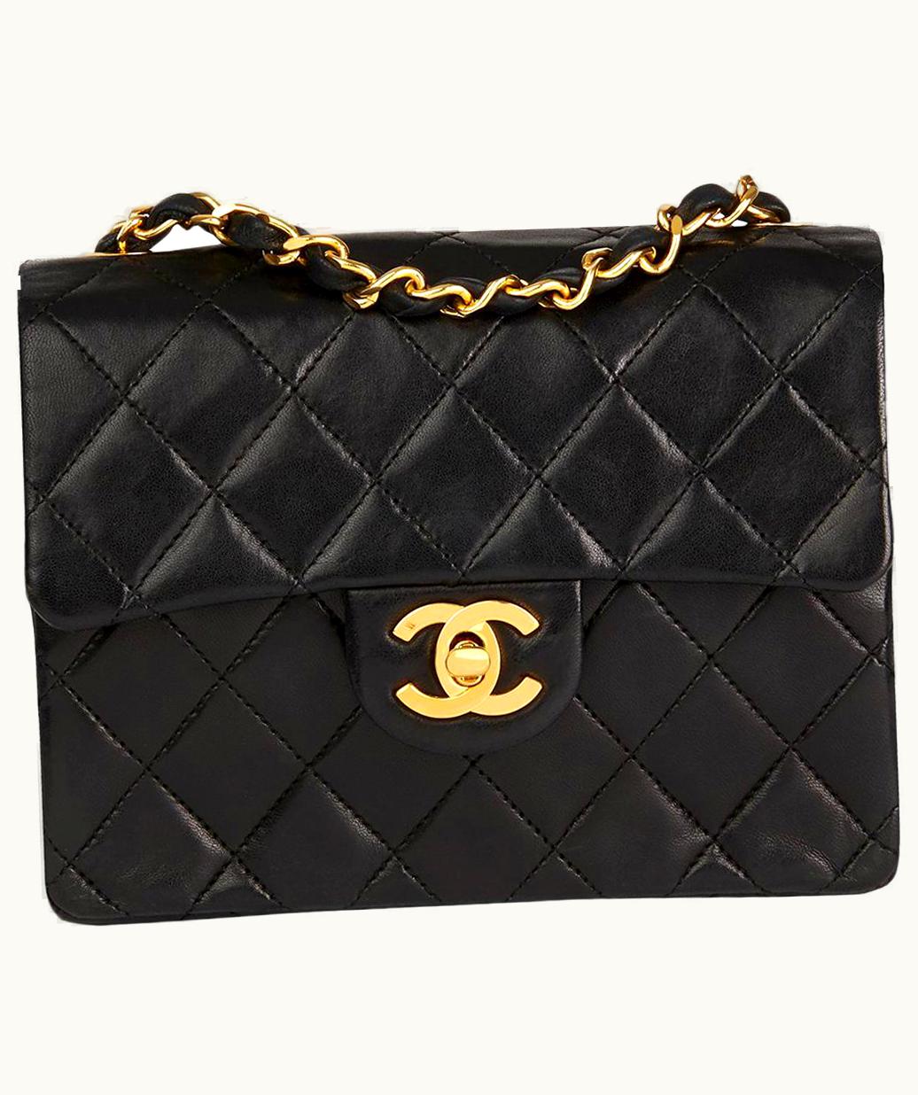 Chanel 1986 Chanel Black Quilted Lambskin Vintage Mini Flap Bag UZ0591287