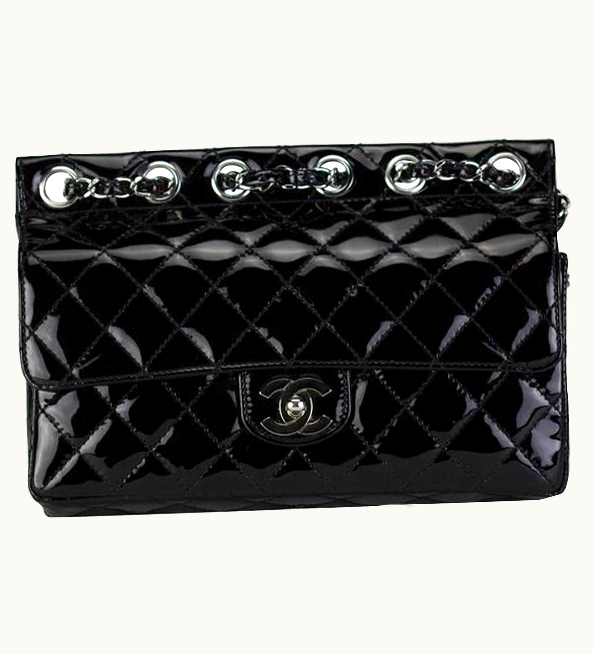Chanel Chanel Classic Flap Supermodel Super Rare Quilted Black Patent Leather Bag UZ0591293