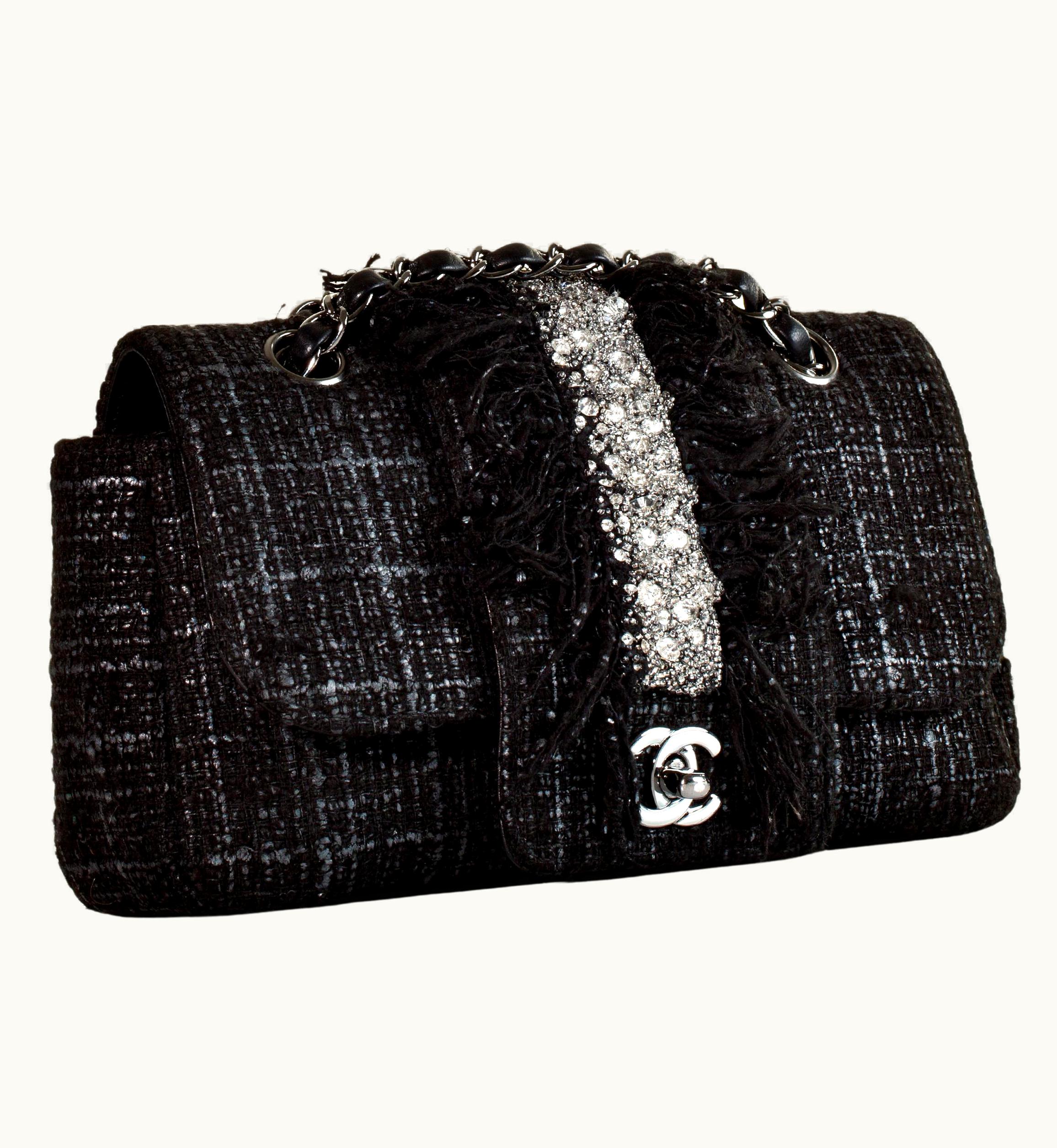 Chanel Chanel 2006 Vintage Rare Small Tweed Swarovski Strass Fringe Classic Flap Bag