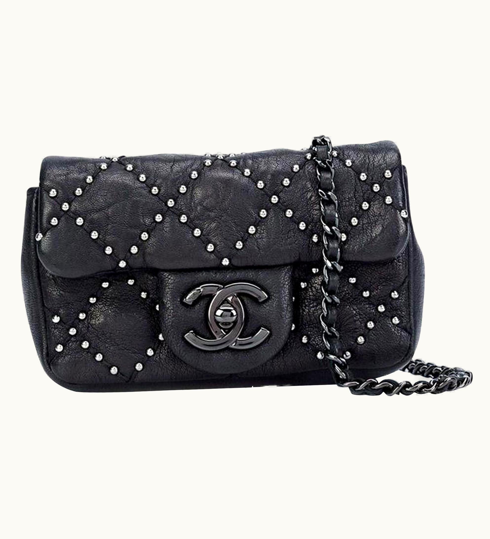 Chanel Chanel Classic Flap So Studded Mini Dallas Black Leather Cross Body Bag