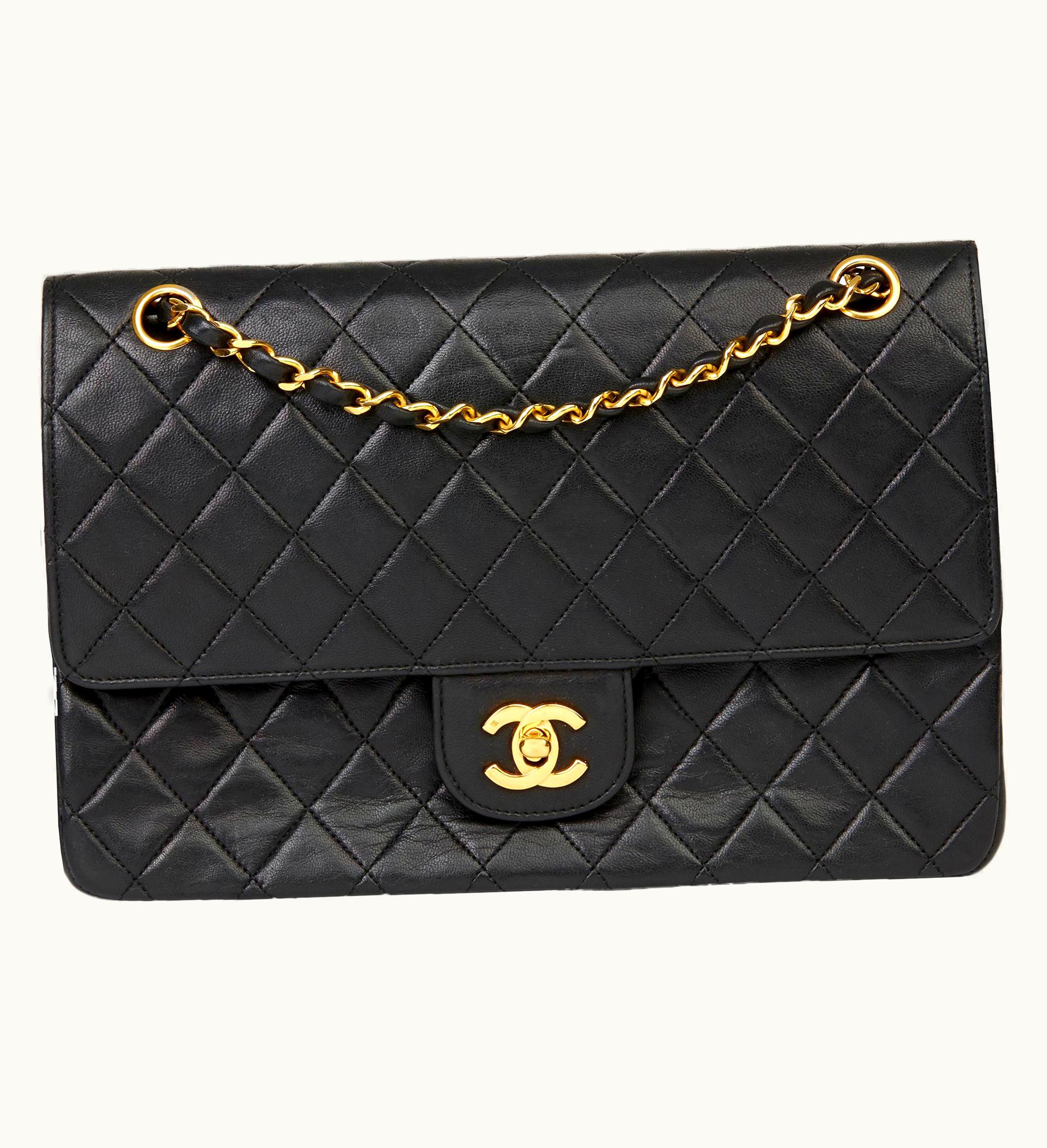 Chanel 1987 Chanel Black Quilted Lambskin Medium Classic Double Flap Bag UZ0591313