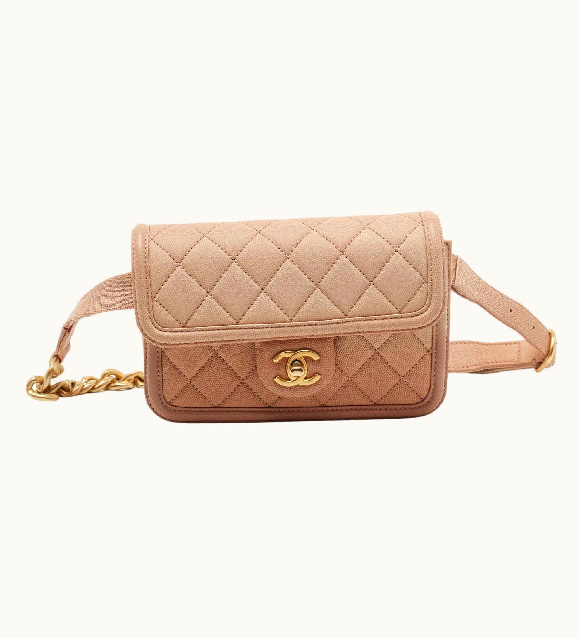 Chanel Chanel Beige Ombre Quilted Caviar Leather Sunset On The Sea Belt Bag