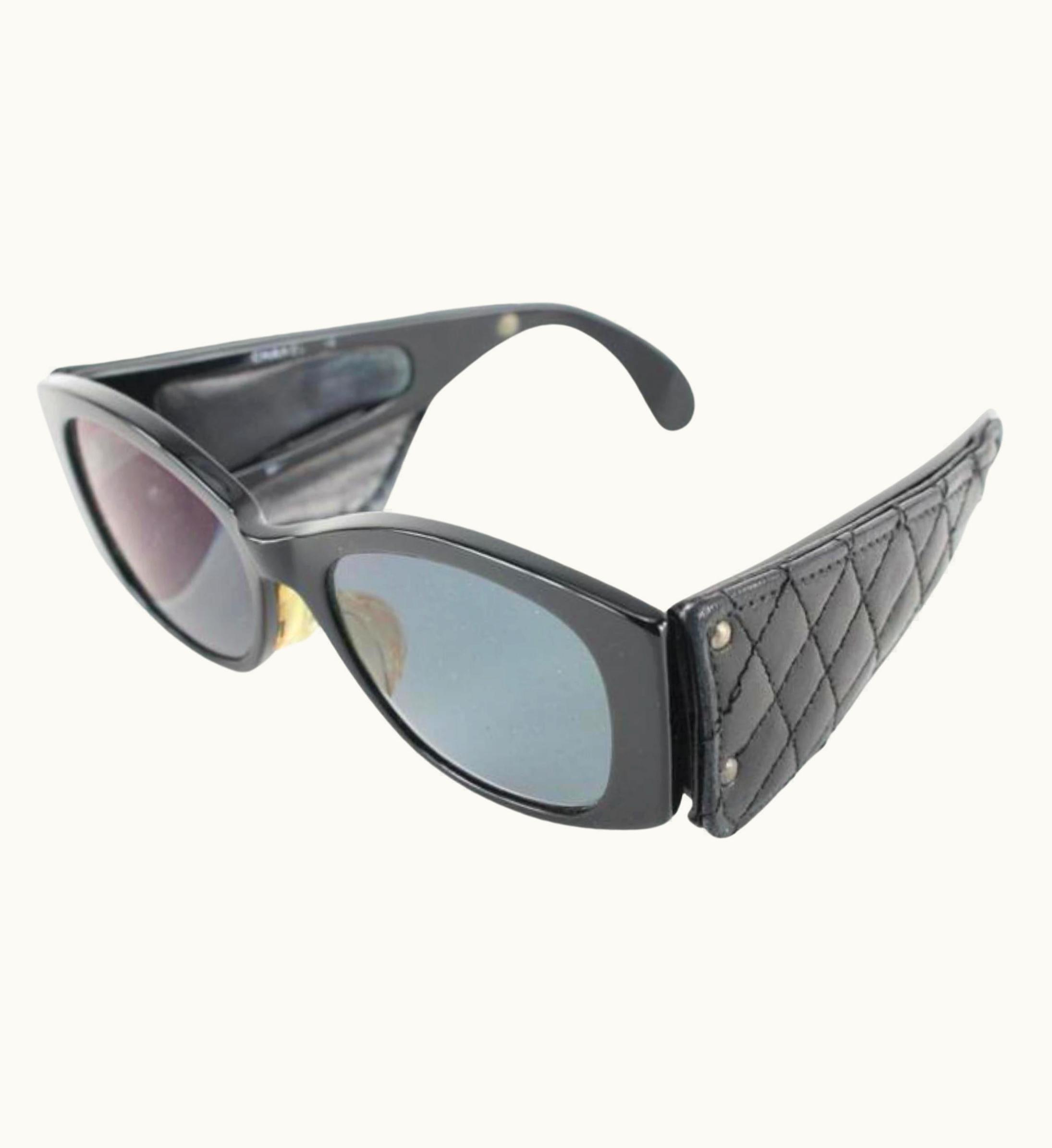 Chanel Chanel Rare Vintage Black Quilted Lambskin 1988 Sunglasses 1cz822s