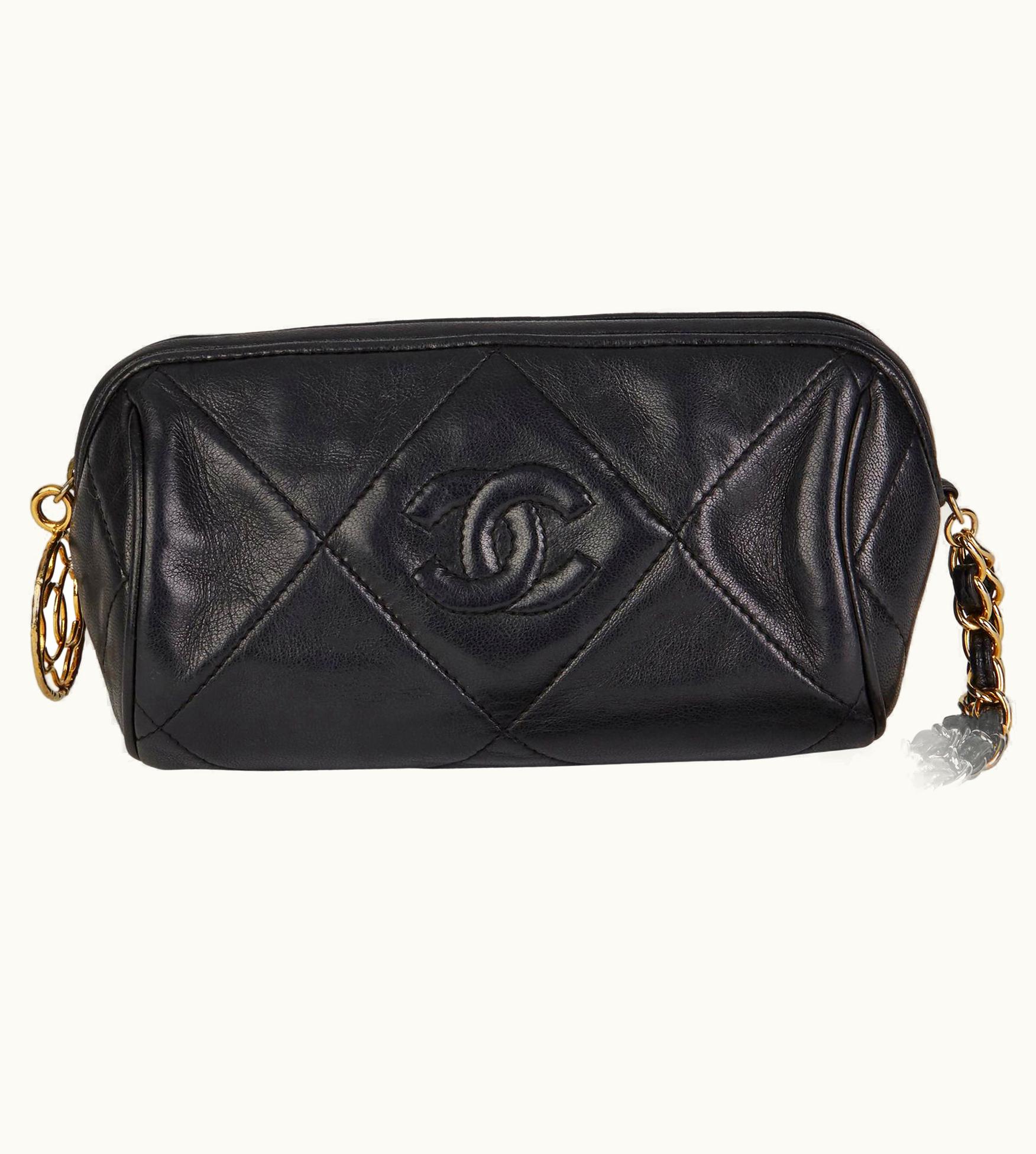 Chanel 1988 Chanel Black Lambskin Vintage Timeless Charm Pochette