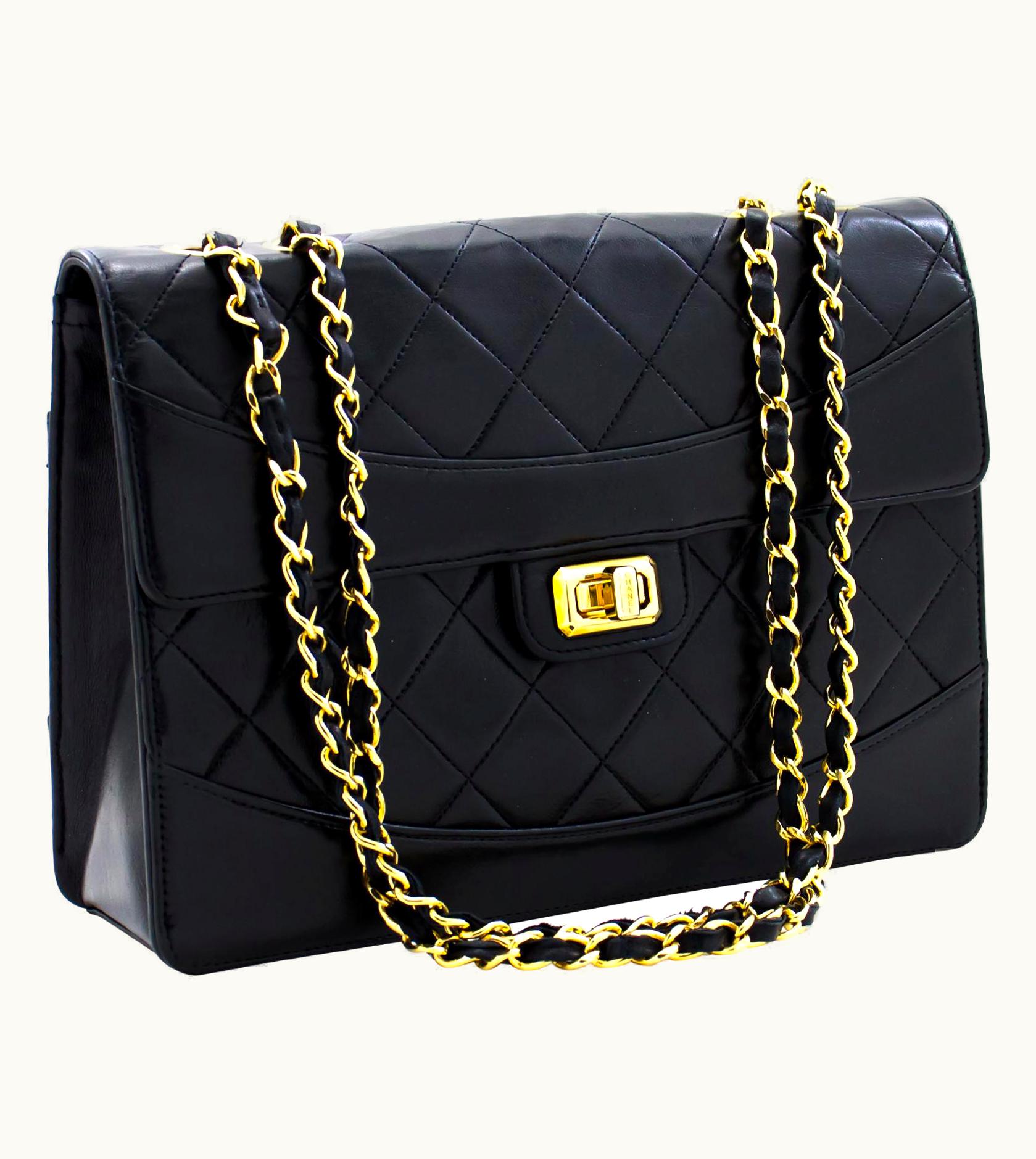 Chanel Chanel Vintage Classic Chain Shoulder Bag Black Flap Quilted Lamb UZ0591357
