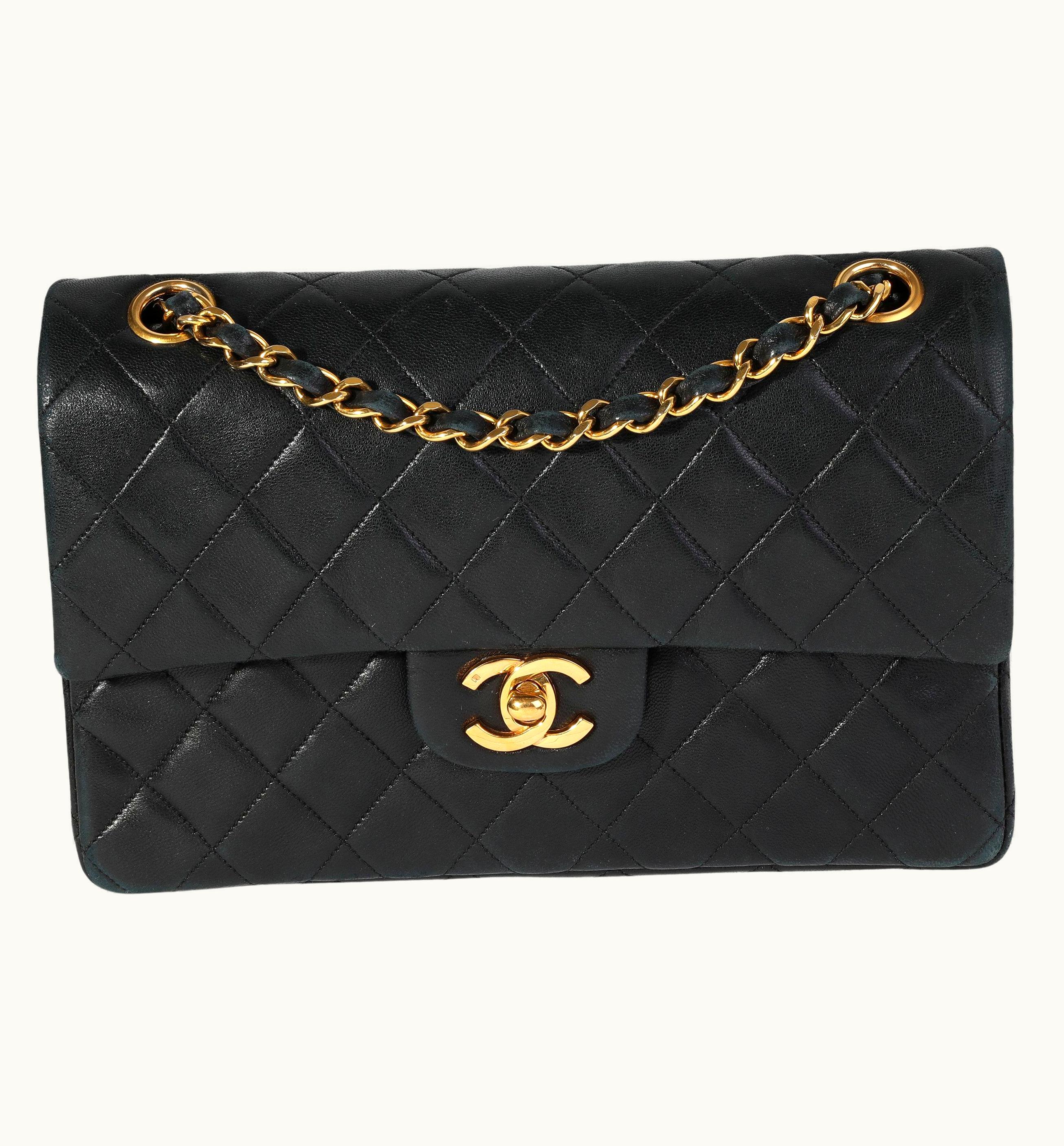 Chanel Chanel Vintage Black Quilted Lambskin Small Classic Double Flap Bag