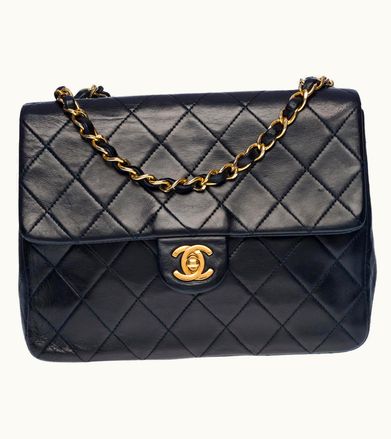 Chanel Chanel Mini Timeless Flap Shoulder Bag In Navy Blue Quilted Lambskin, Ghw