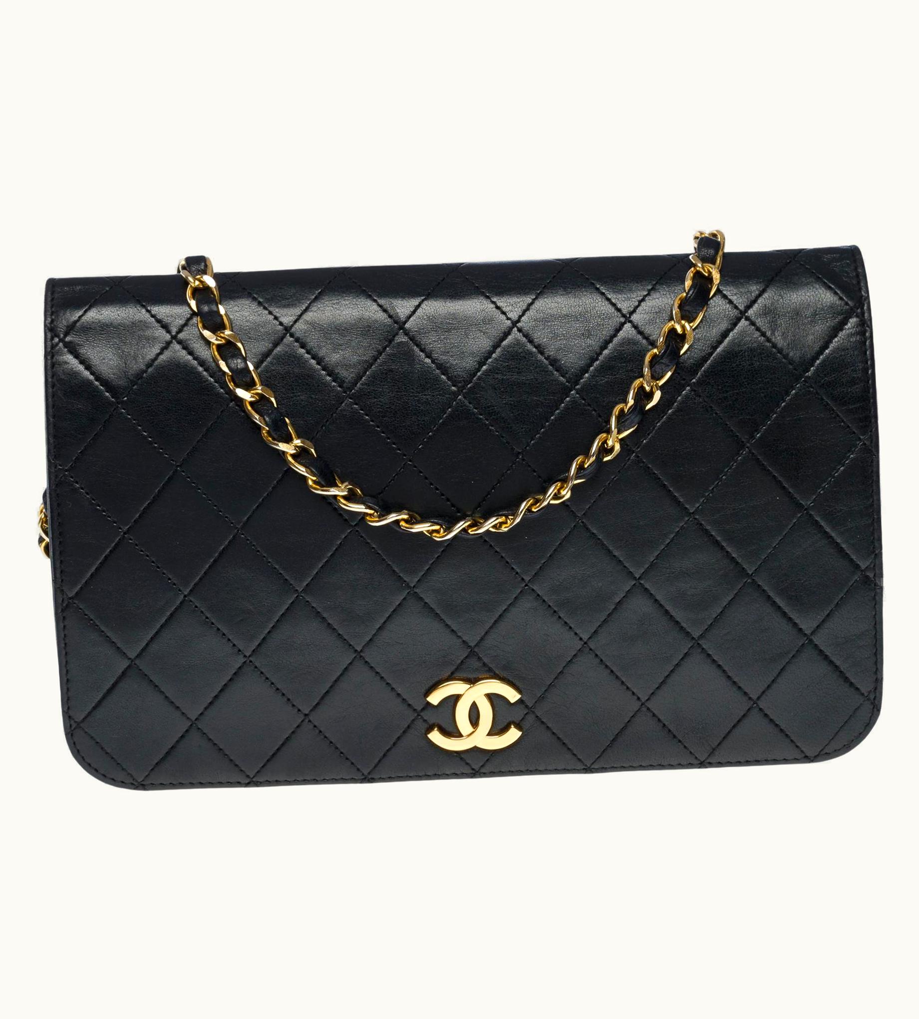 Chanel Chanel Classic Full Flap Shoulder Bag In Black Quilted Lambskin Leather, Ghw UZ0591363