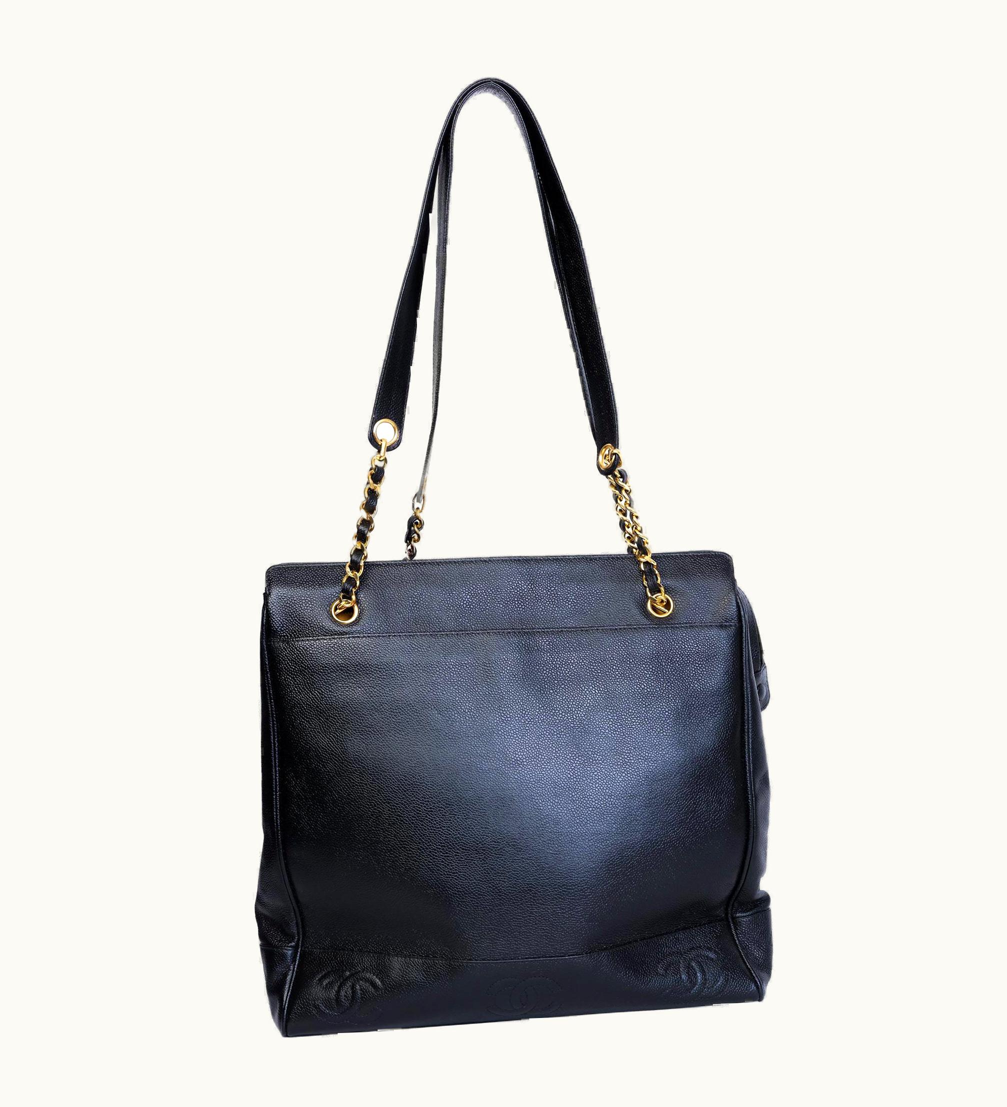 Chanel Chanel Vintage Caviar Black Leather Timeless Shopping Tote Bag (1990') Iconic
